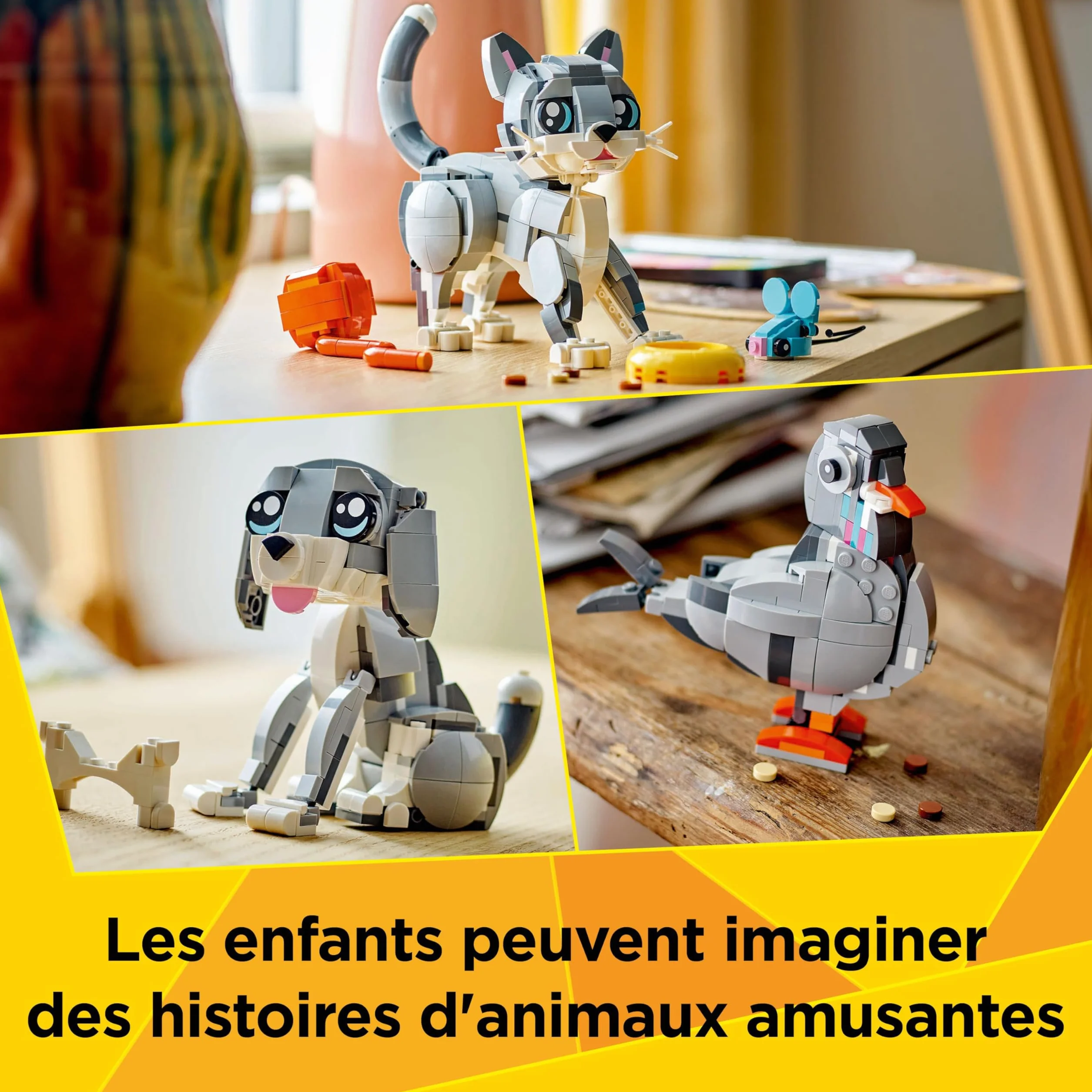 LEGO Creator 3-en-1 Le Chat Joueur 31163 Figurine Animal Transformable Chien Pigeon Cadeau Enfant 8 Ans