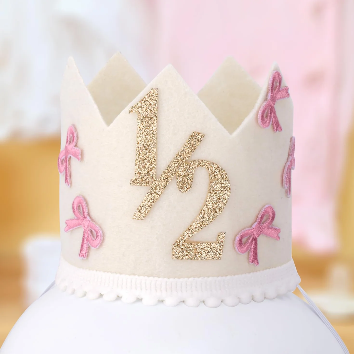 BOXOB Chapeau Demi-Anniversaire Pailleté Couronne pour Fête des 6 Mois Décorations Bébé Fille Garçon