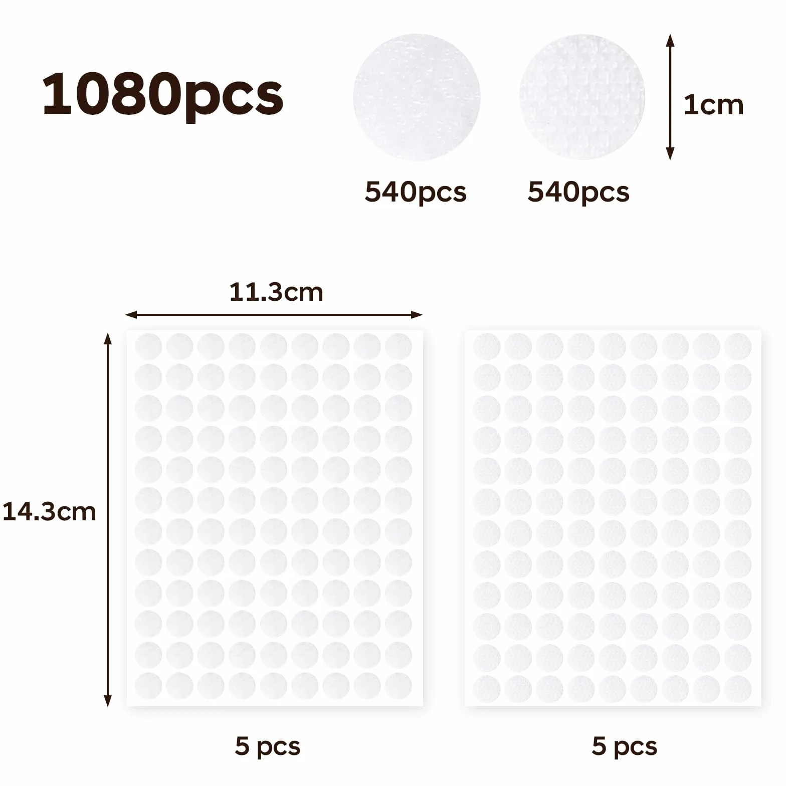 Vinabo 1080 Pcs Scratch Autocollant Double Face Rond 10 mm pour DIY Photos Travaux Manuels