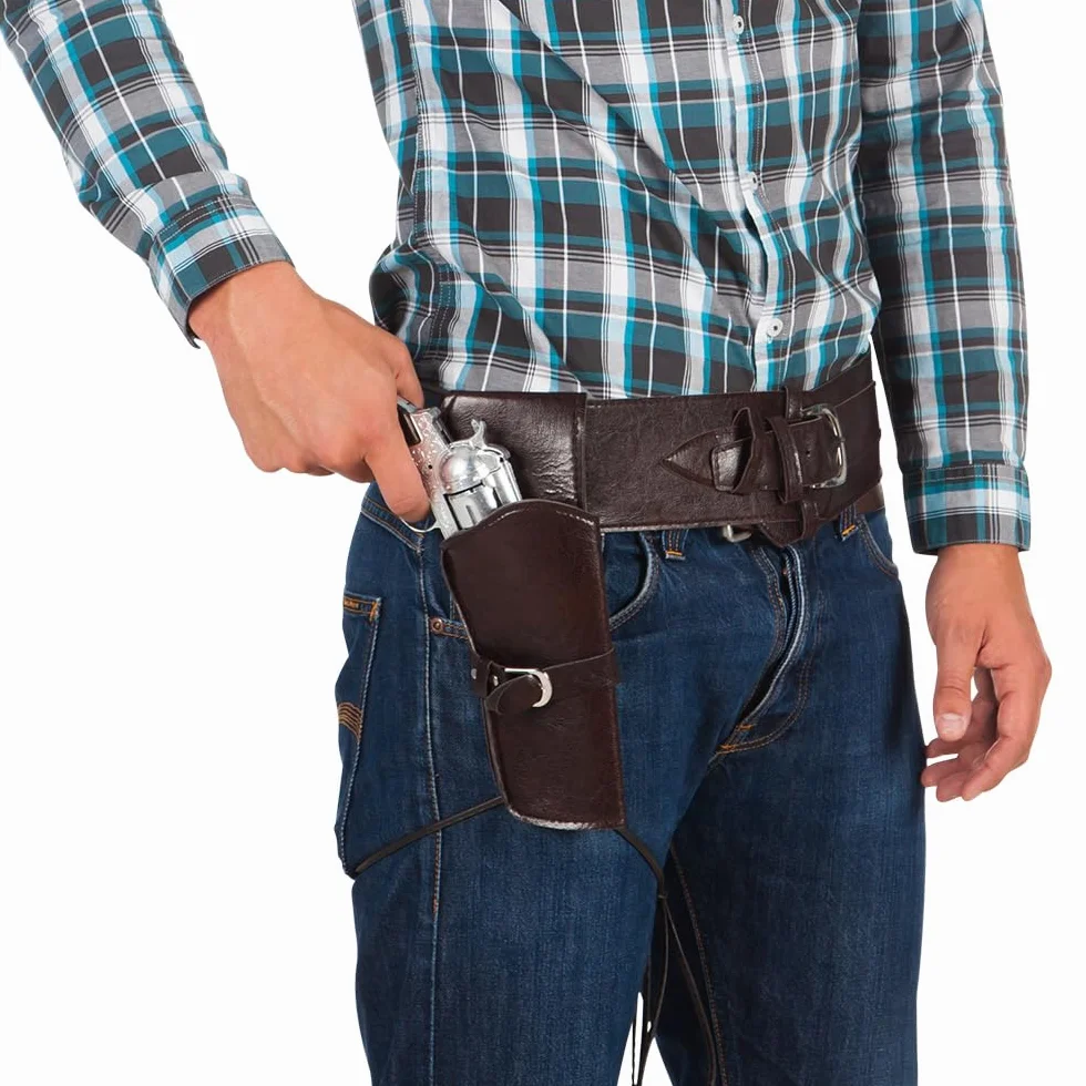 Boland Licol et ceinture de cowboy 114 cm similicuir marron foncé Far West
