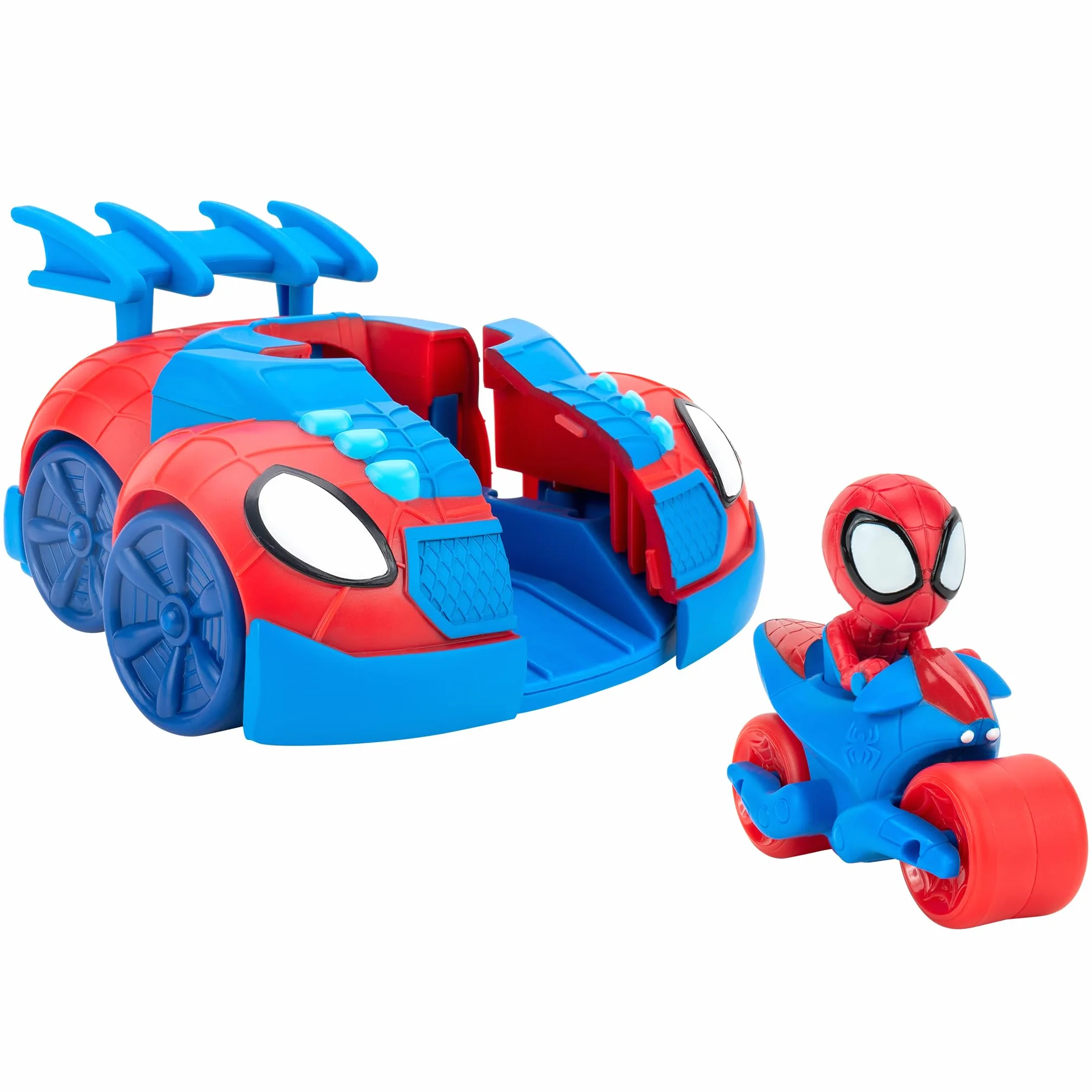 Marvel Web Strike Ses Amis Extraordinaires Véhicule 2 en 1 Lance Spidey Web Cycle Jouet