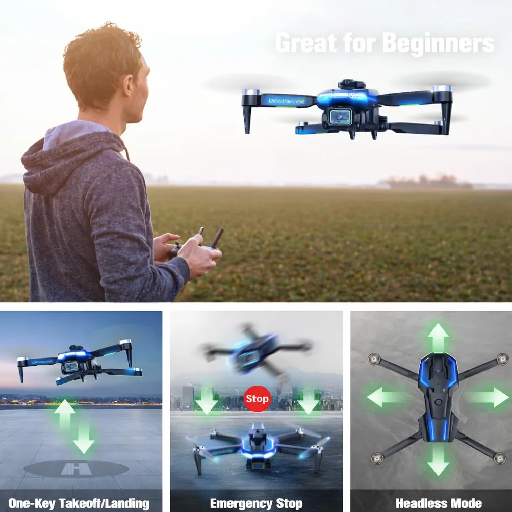 Drone avec Camera 1080P Moteur Sans Balais pour Enfant Debutant 36min Quadcopter RC Jouets Blanc