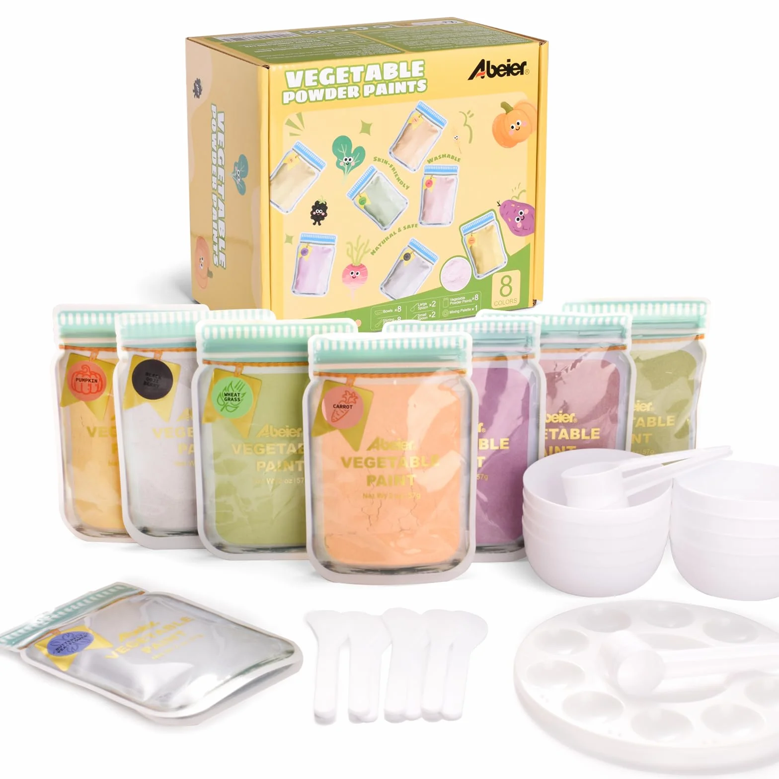 Peintures au doigt non toxiques 2 oz lavables naturelles pour enfants maternelle école ABEIER Lot de 8