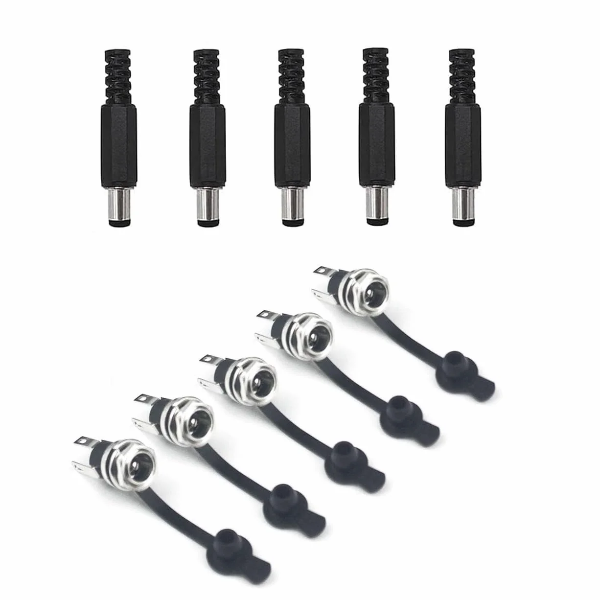 Connecteurs Jack de Prise D'alimentation CC 5,5 mm x 2,1 mm Mâle et Femelle - Lot de 10