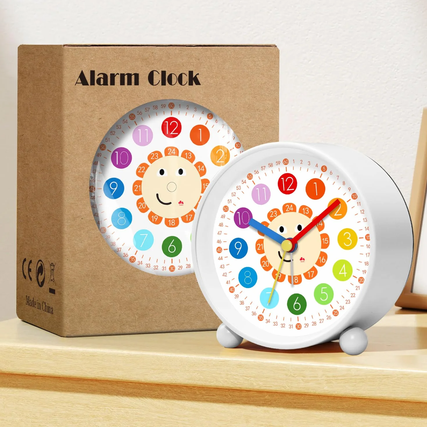 Réveil Enfant Silencieux sans Tic-Tac Analogique pour Apprentissage Horloge Éducative Garçons Filles Facile à Lire Cadeau Noël Anniversaire