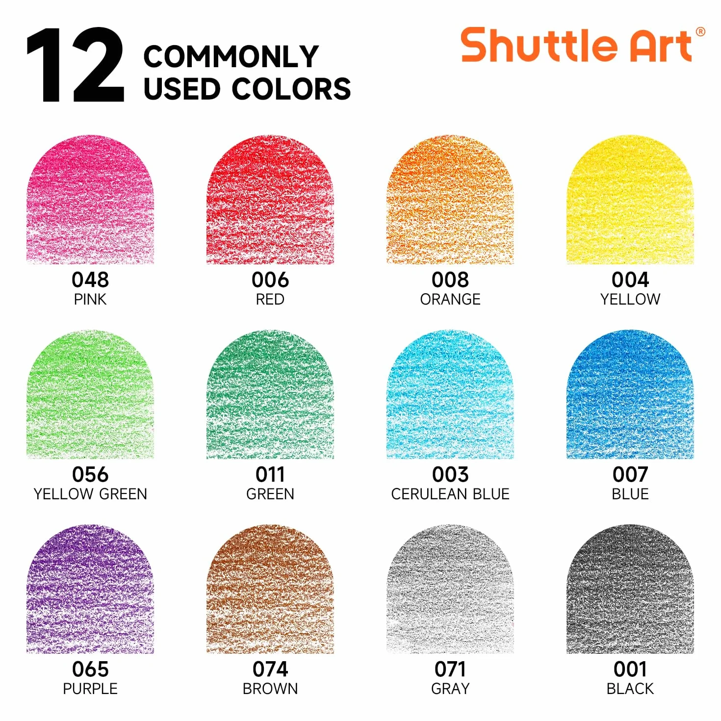 Shuttle Art 144 Crayon de Couleurs, Pack de 12, Pré-taillé, Fournitures Scolaires
