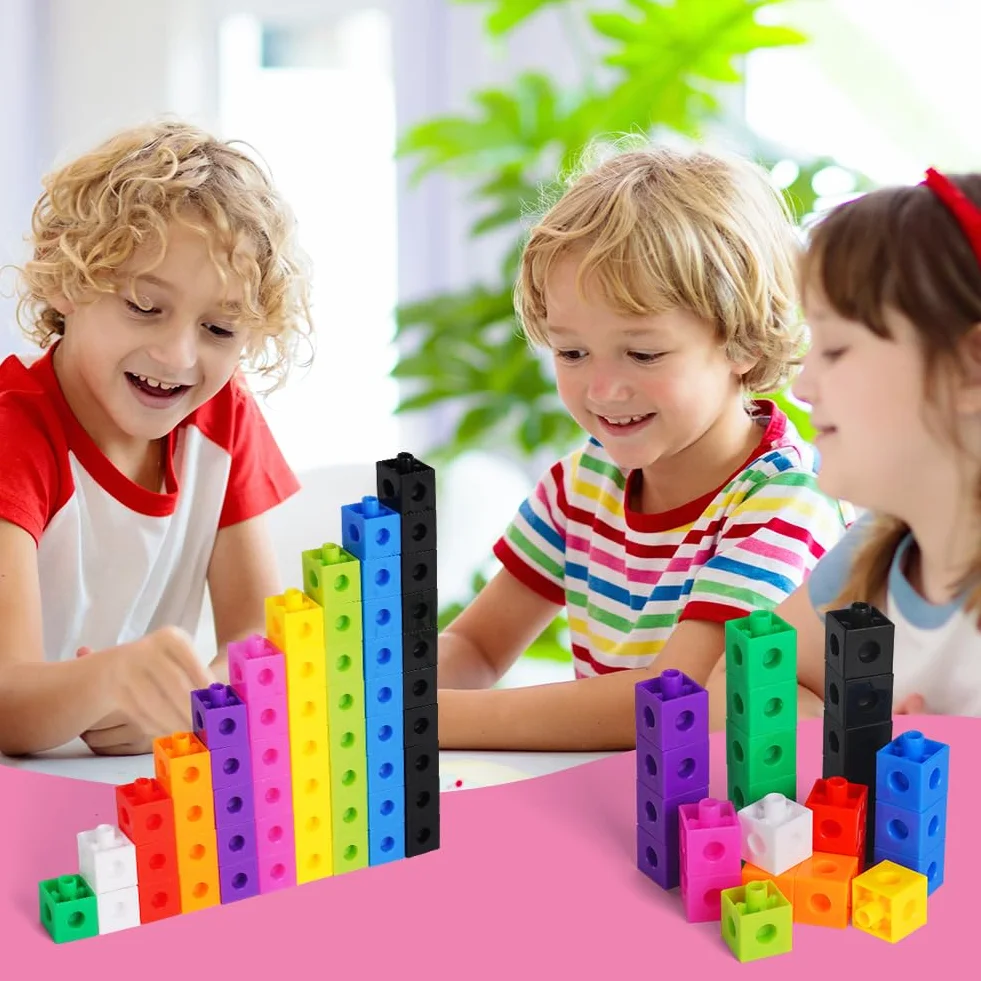 HOTUT Cubes à Emboîter pour Apprendre à Compter Lot de 100 Jeu de Construction Mathématique Éducatif