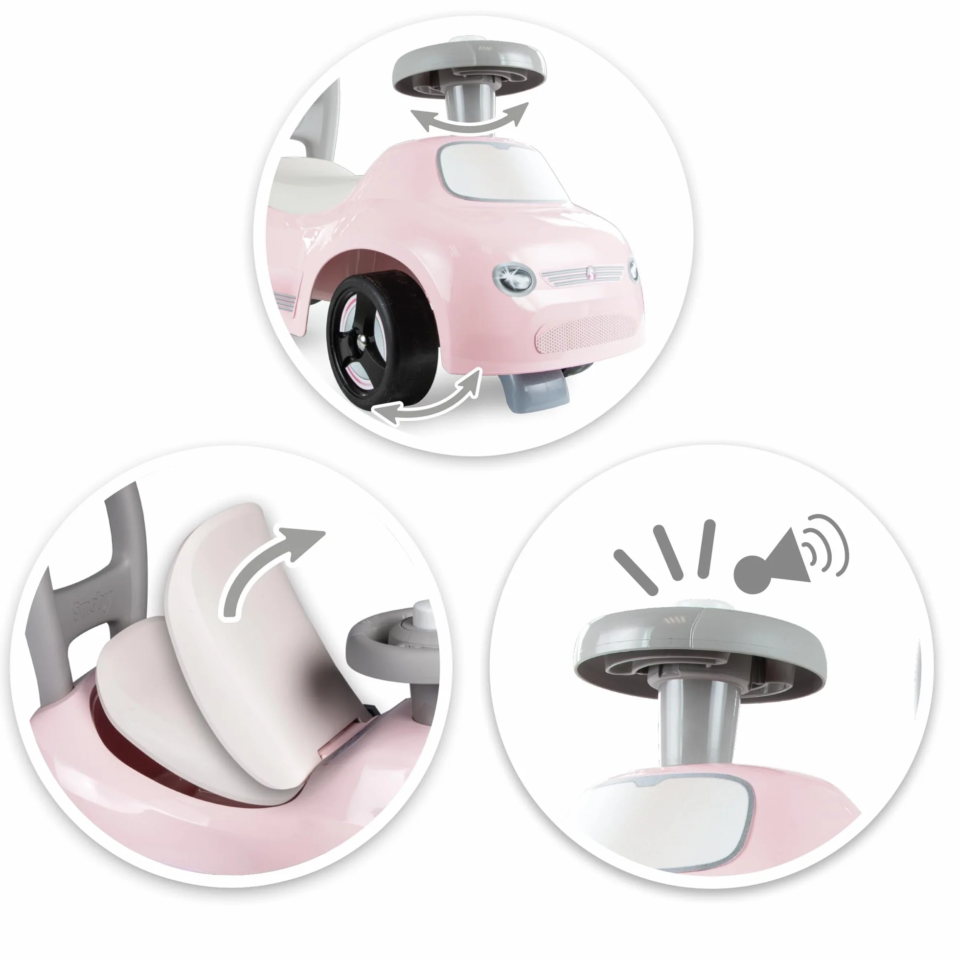 Smoby Porteur Auto Rose Trotteur Volant Directionnel Coffre Jouets 10 Mois Fabrication Française