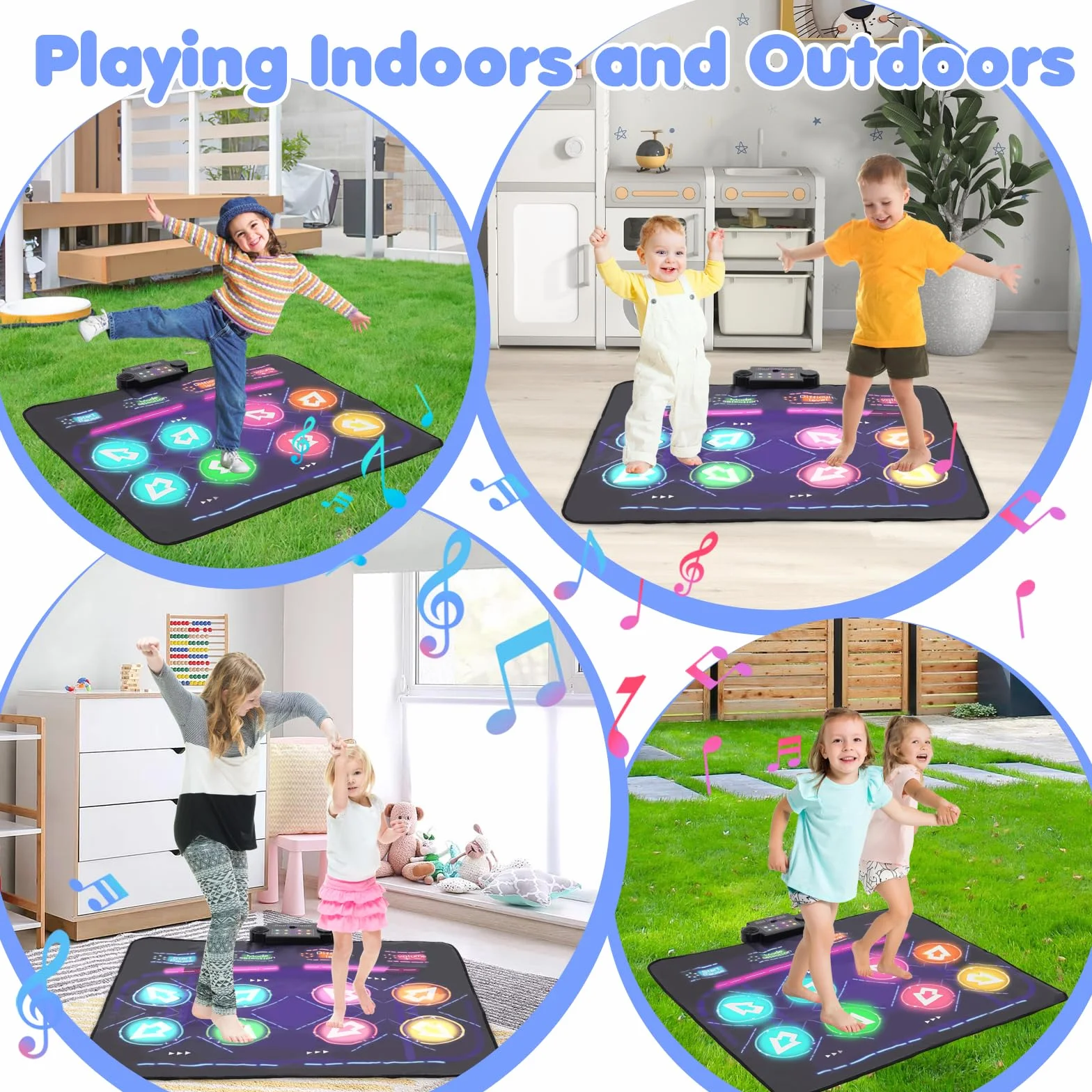 Tapis de Danse Double pour Enfants 8 Flèches LED 4 Modes de Jeu 3-12 Ans Cadeau Noël