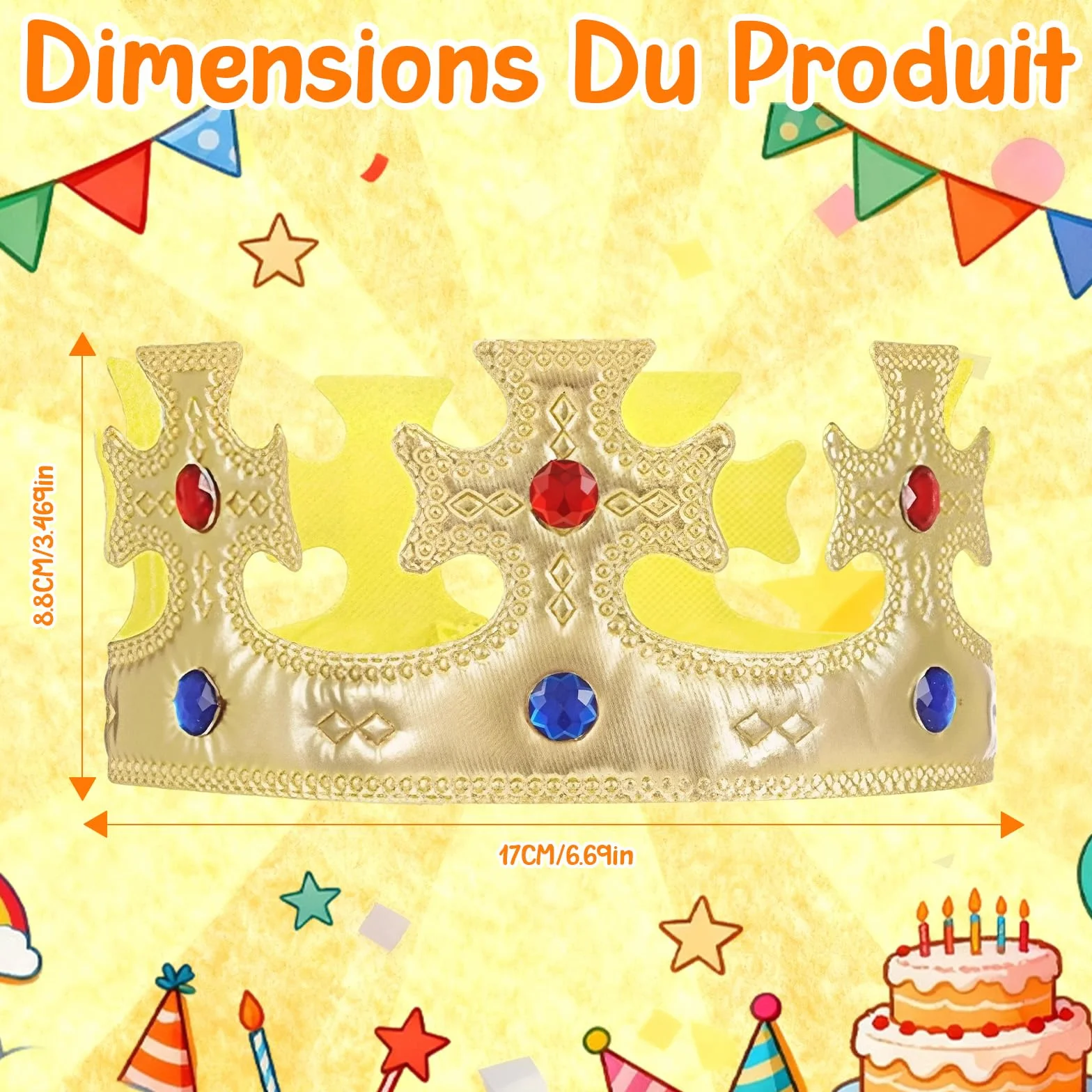 Couronne Anniversaire Enfant Roi Garçon Dorée Accessoire Déguisement Fête