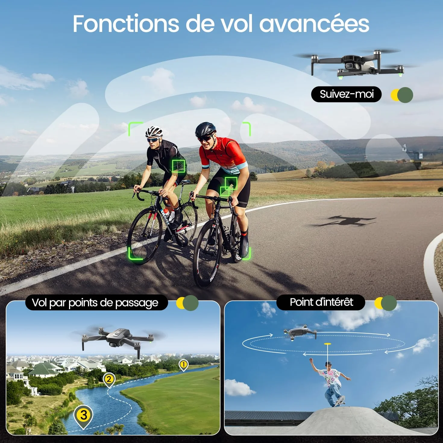 Holy Stone Drone GPS avec caméra 4K pour débutants, HS460 drone pliable avec 26 min d’autonomie, moteur sans balais, Follow Me, retour automatique, transmission FPV 5G, moins de 249 g