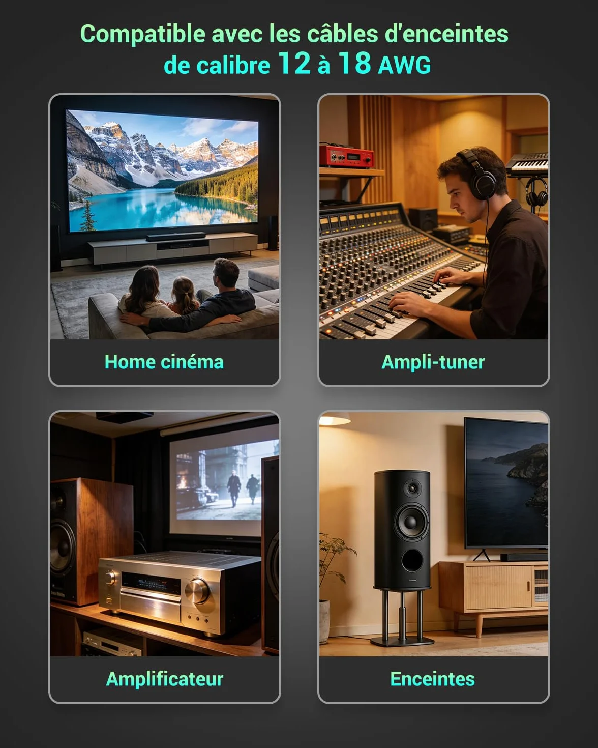 VCELINK Fiche Banane 8 Pièces Plaqué Or pour Câble Enceinte HiFi Haut-Parleur Amplificateur