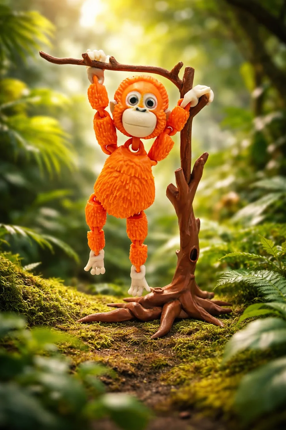 Figurine articulée Singe Punch The Monkey avec Arbre Support - Cadeau émotionnel Symbole d'amour