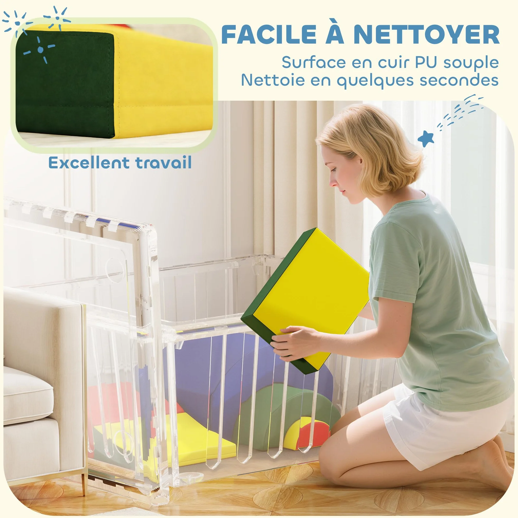 AIYAPLAY Parcours motricité bébé 5PCS, Module motricité en Mousse EVA avec Housse PU, Blocs de Construction, Jouets éducatifs Enfants