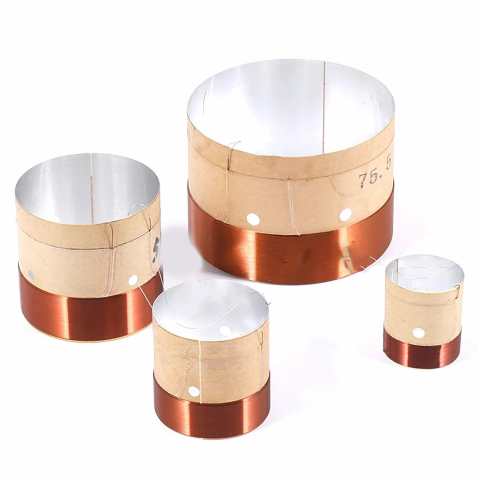 Lot de 2 bobines de fil de cuivre rond 2 couches pour haut-parleur basse 8 Ohm 25,5-75,5 mm