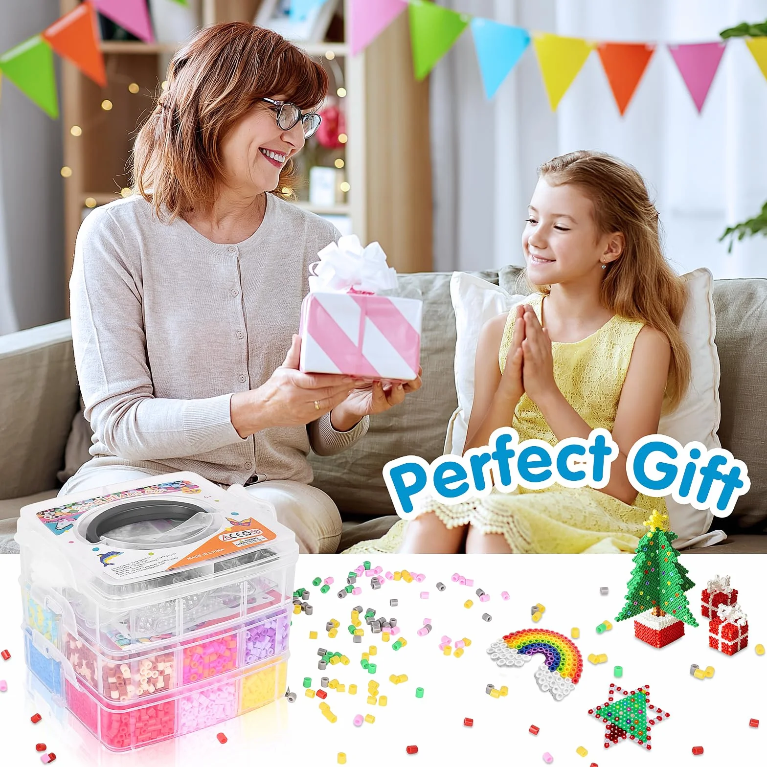Kit de Perles à Repasser 10 000 Pièces 5 mm avec Panneau Perforé pour Enfants