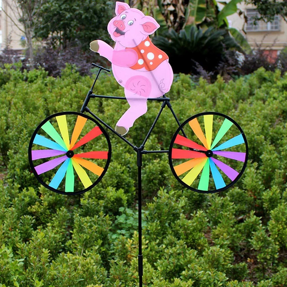 Moulin à vent 3D animal sur vélo Décoration jardin
