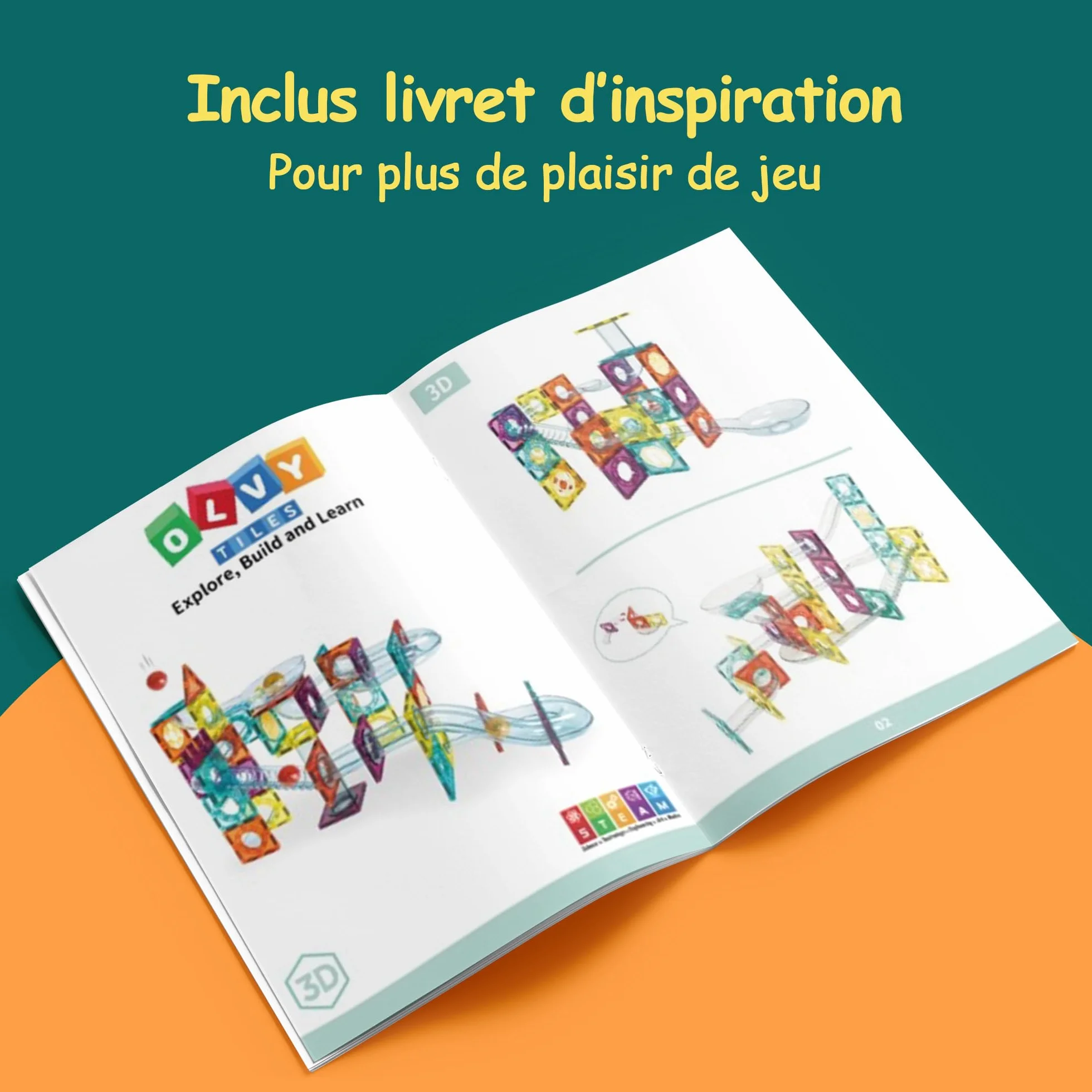 Olvy Blocs Magnétiques Montessori Jouet de Construction 100 Tuiles Enfants 3 Ans