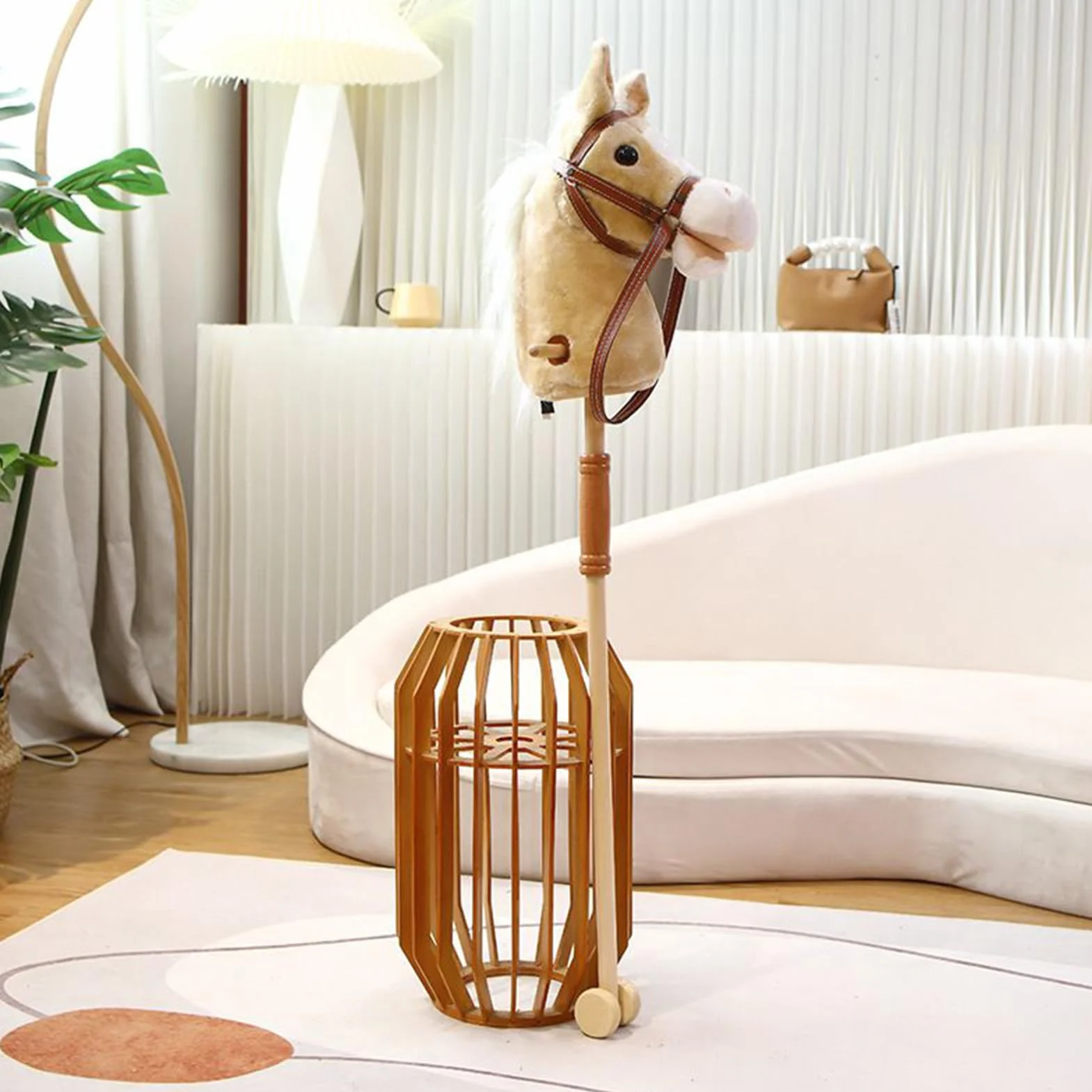 Cheval en Bâton en Bois pour Jeu d'Imitation Équestre | Jouet pour Enfants Intérieur Extérieur
