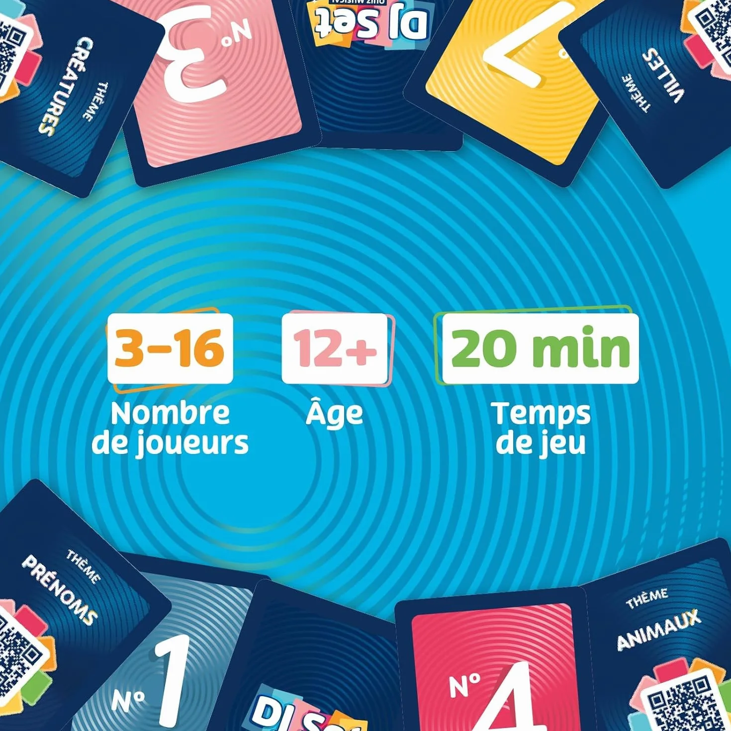 DJ SET – Jeu de Société Musical – Blind Test – 80 Thèmes 560 Morceaux – 3-16 Joueurs Dès 12 Ans – Idée Cadeau Originale
