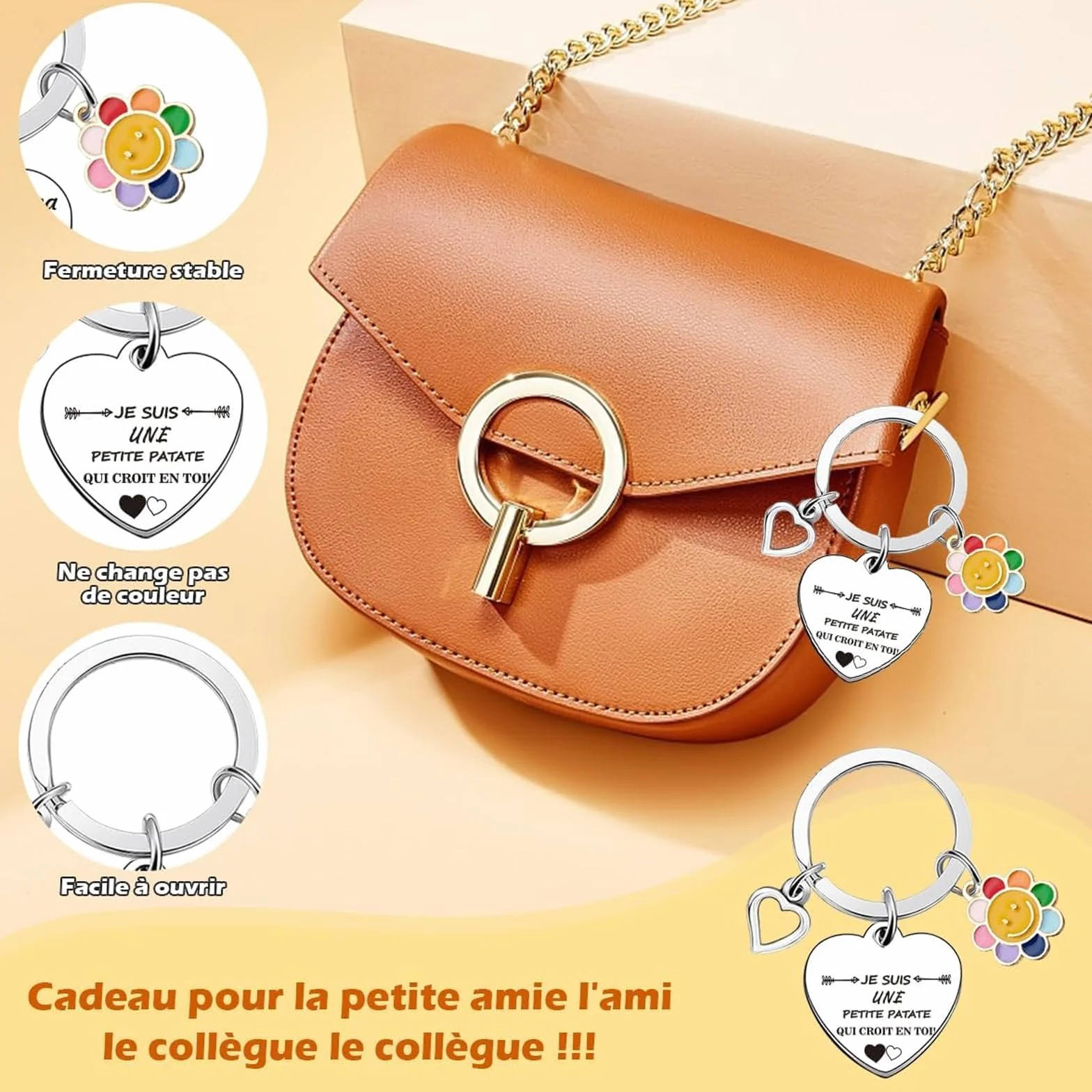 Poupées de Pomme de Terre Françaises avec Porte Clés et Carte, Cadeau Original Anniversaire Homme Femme