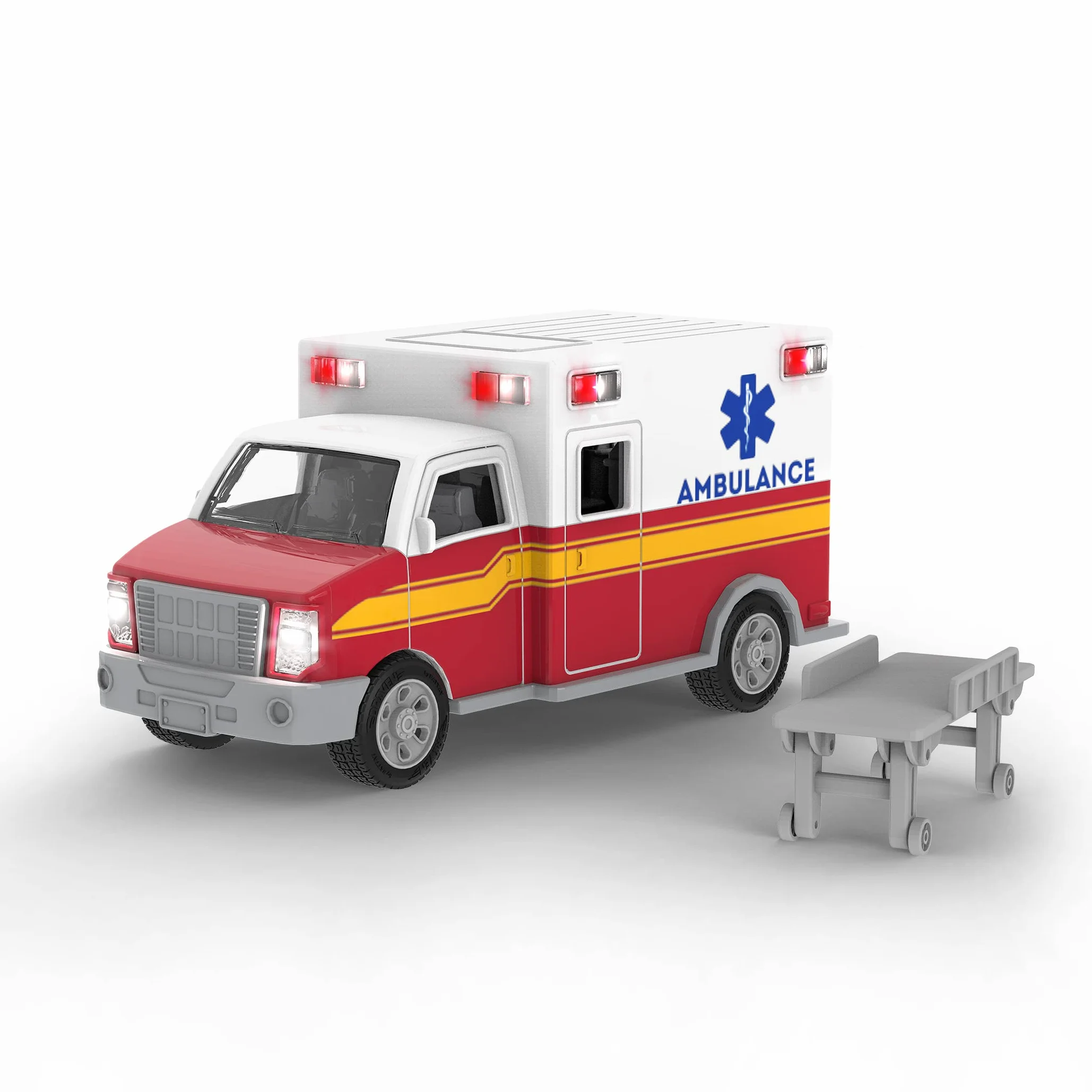 Driven by Battat Ambulance 20 cm Jouet Camion avec Lumière et Son Sauvetage pour Enfants 3 Ans+