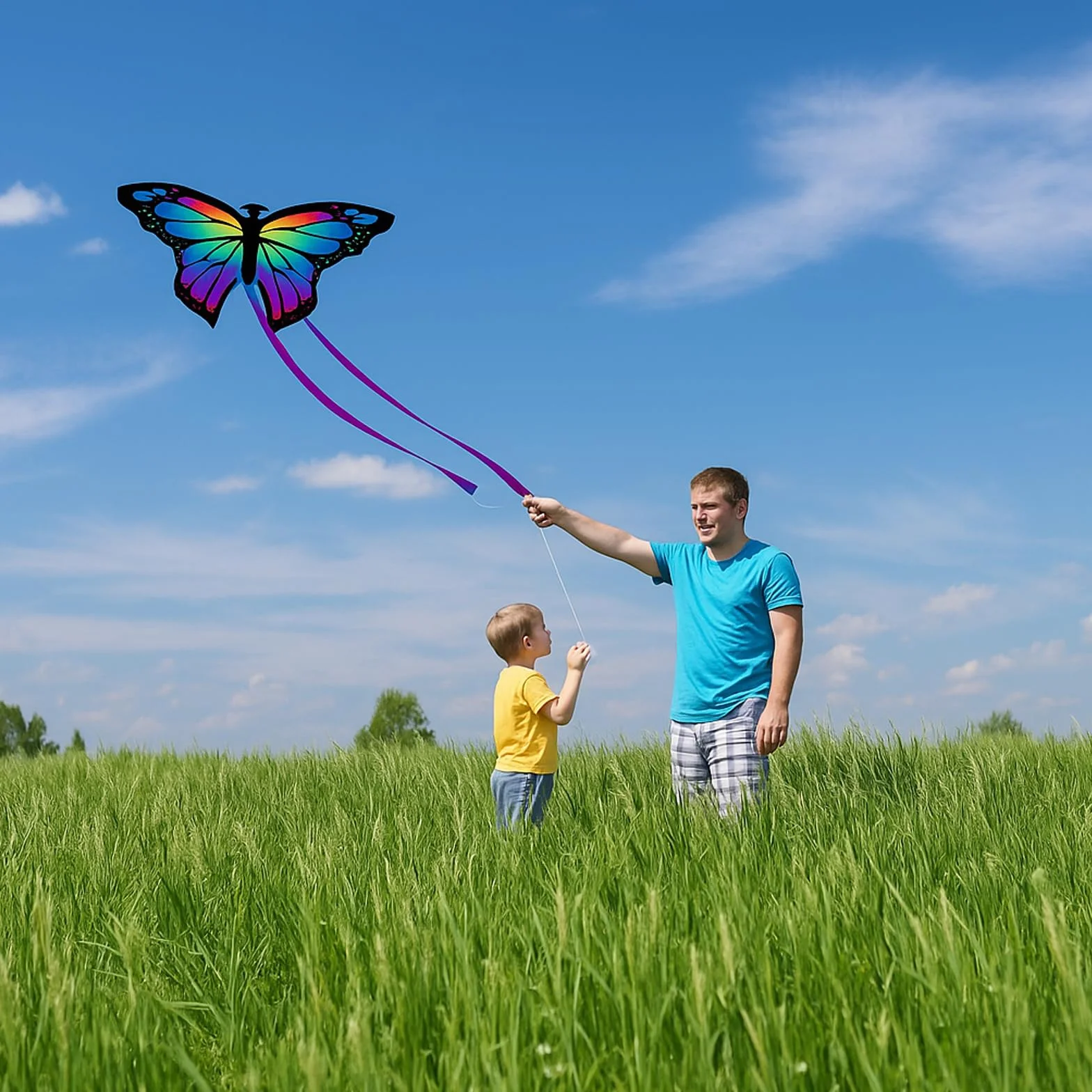 Grand Cerf-Volant Papillon Coloré pour Enfants & Adultes - Facile à Voler avec Longue Queue