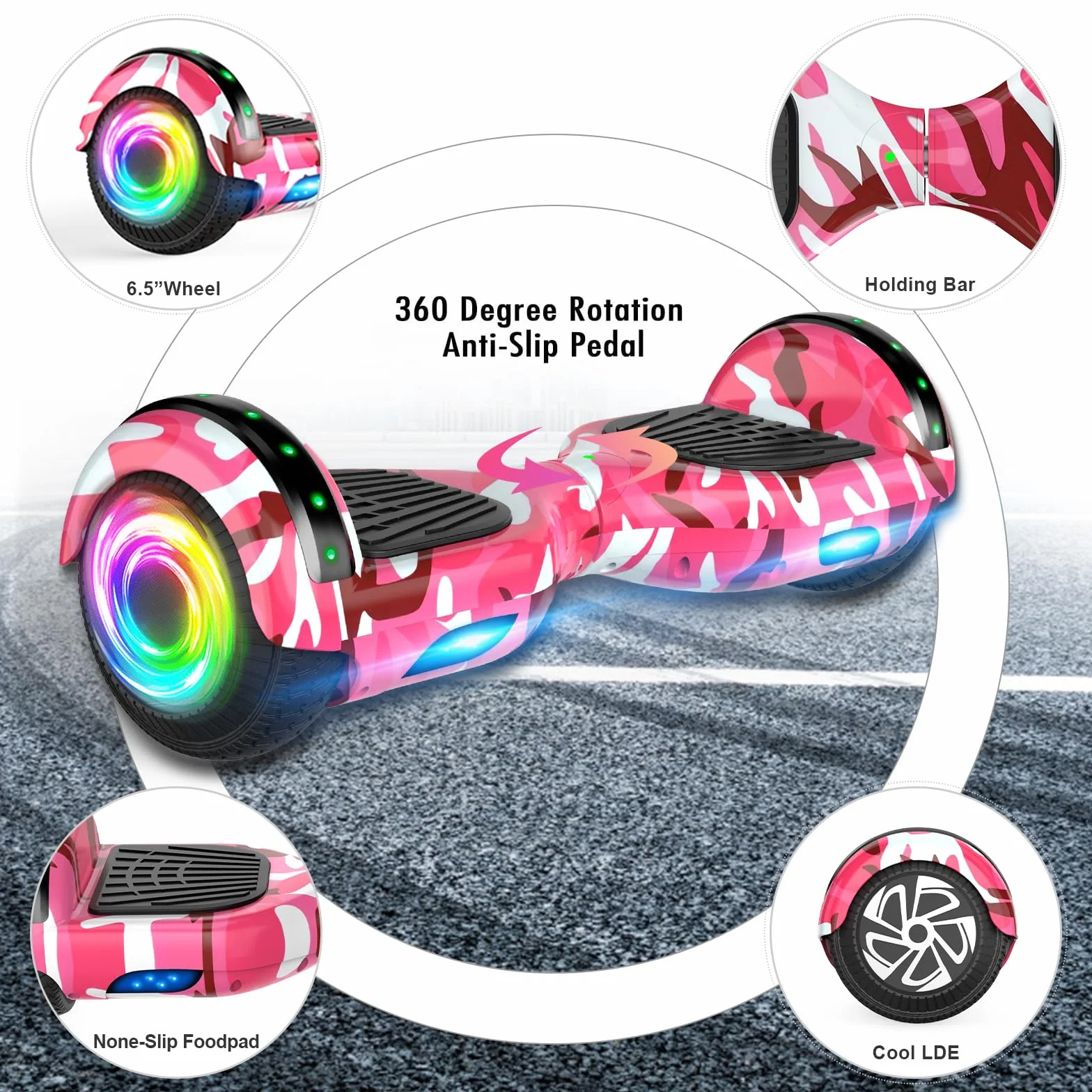 SISIGAD Hoverboard Go Kart Combo, Hoverboards avec siège, 6.5 inch Self Balancing Scooter with Bluetooth LED Lights, Go Karts Hover Board for Kids