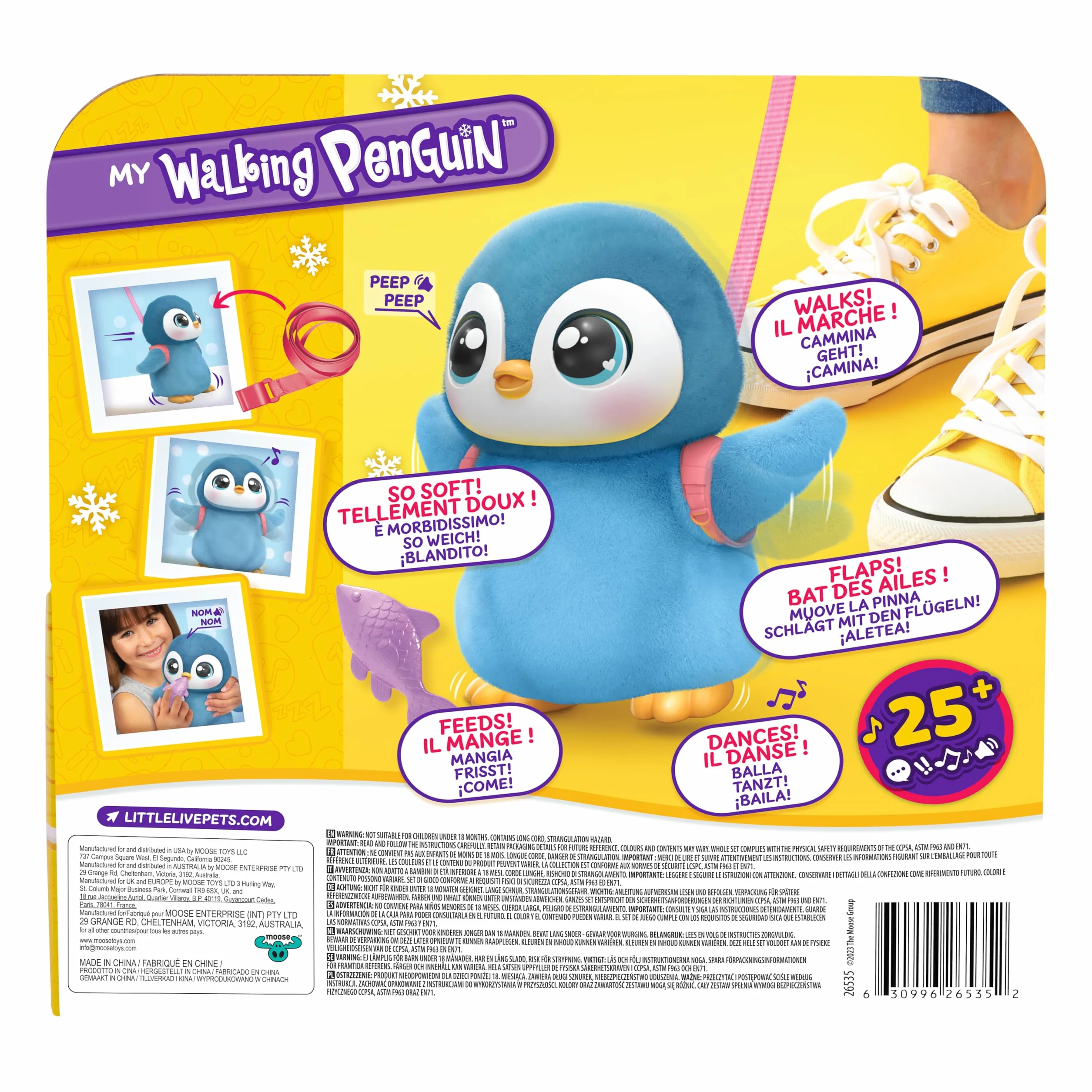 Little Live Pets Mon Petit Pingouin Waddles Jouet interactif Doux Qui Marche Danse Bat des Ailes 25 Sons Piles fournies 5 Ans