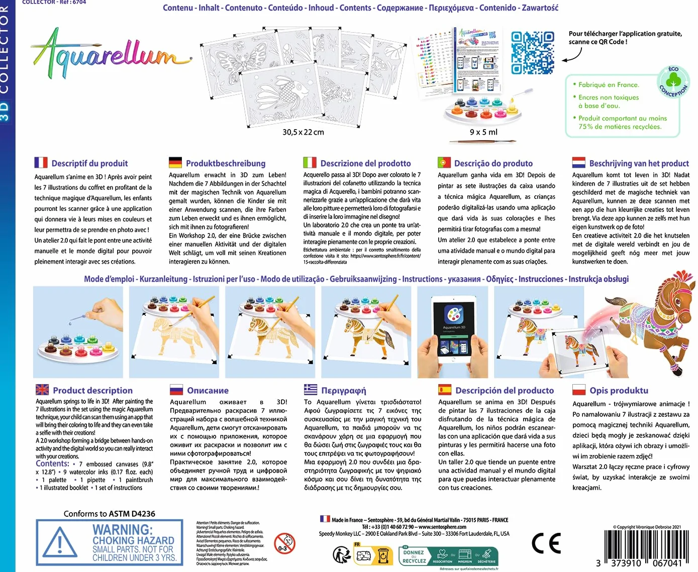 Sentosphère AQUARELLUM Live Collector Kit Peinture Aquarellable Magique 7 Ans Fabriqué France