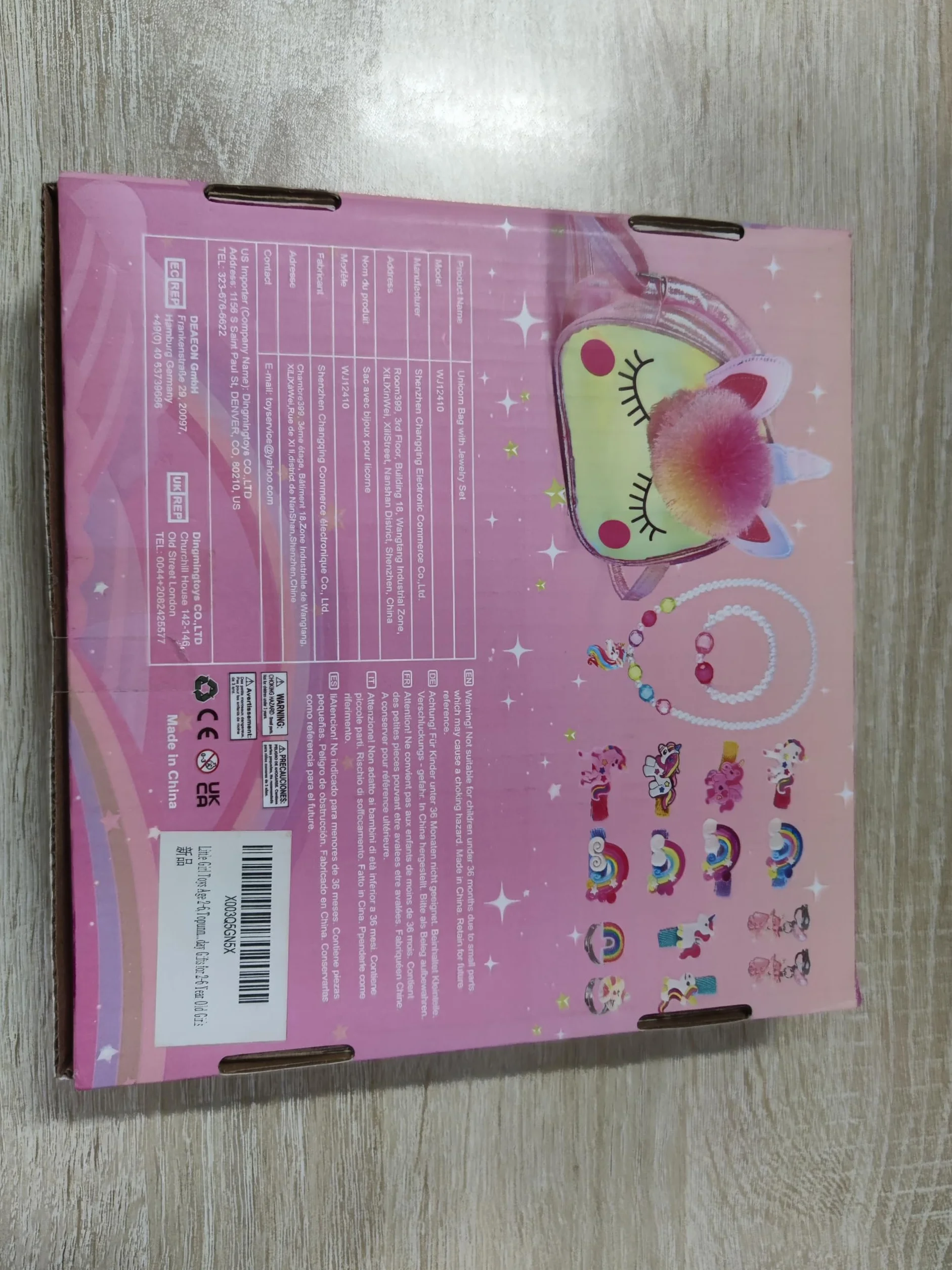 Hapikids Sac à Main Bijoux Enfants Fille Unicorn Collier Bracelet Boucle d'oreille Bagues Kit Cadeau 2-6 Ans