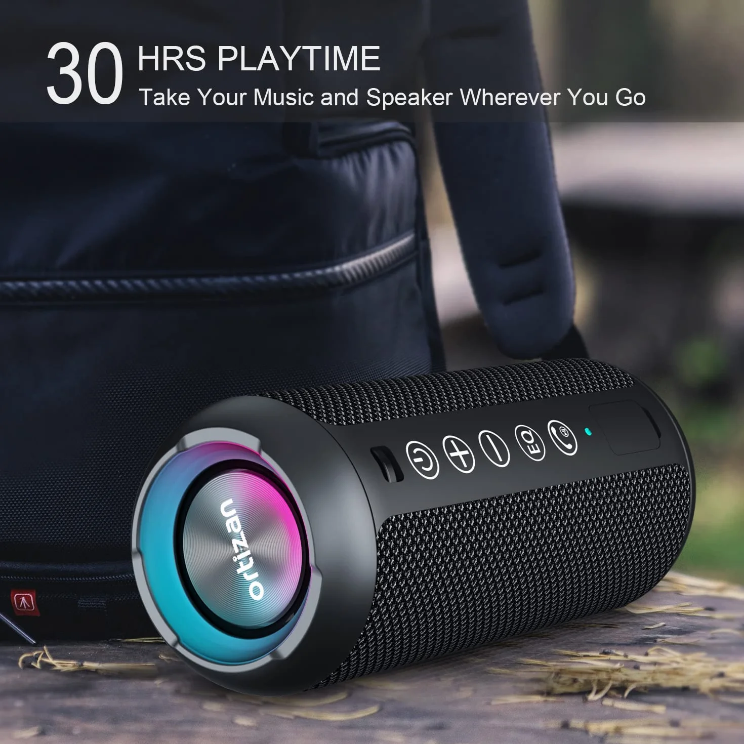Ortizan Enceinte Portable Bluetooth 5.3 sans Fil IPX7 Subwoofer 360 Degrés Autonomie 30h