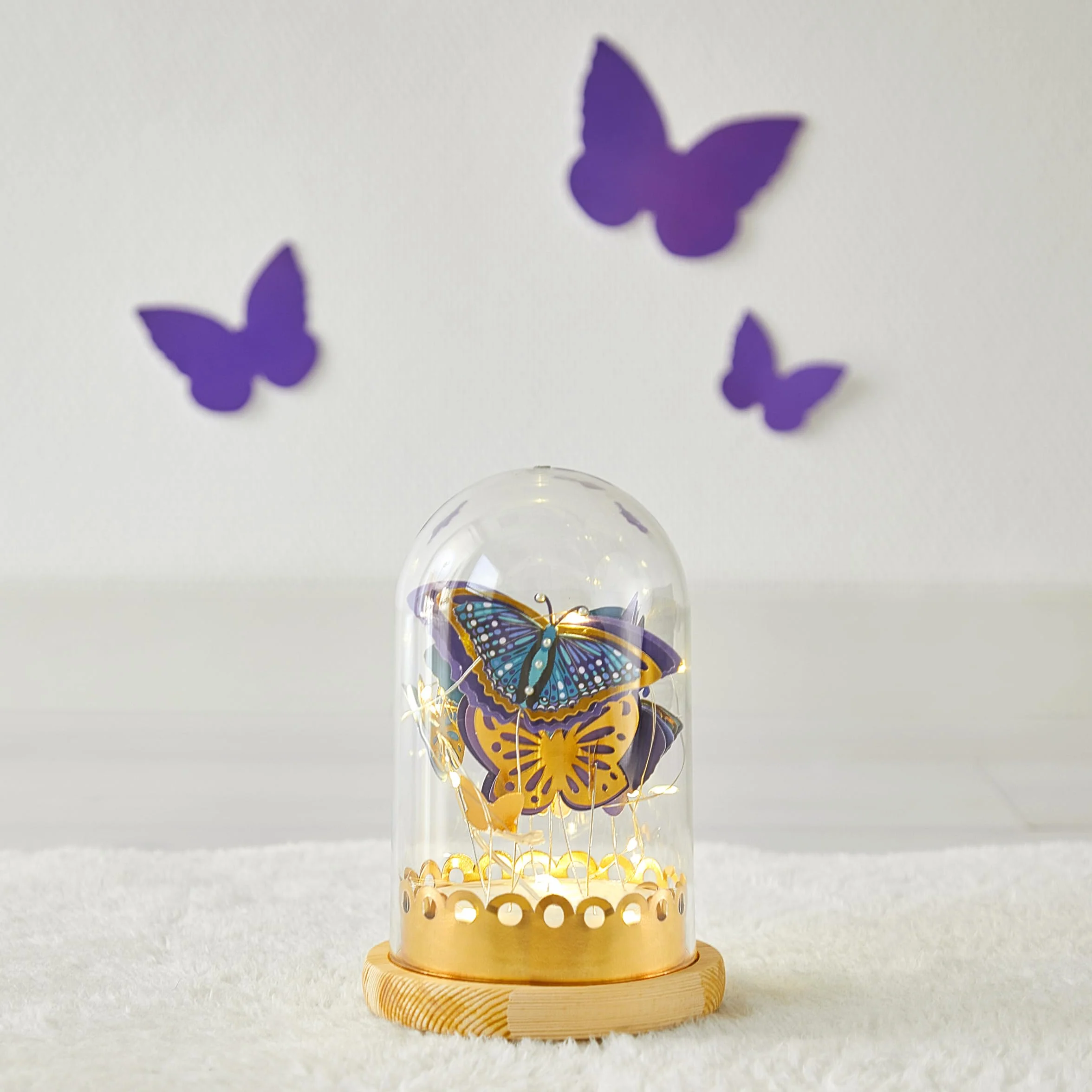 Janod Kit Loisir Créatif Enfant Cloche Lumineuse Papillons Bleus et Dorés Motricité Fine Dès 8 Ans