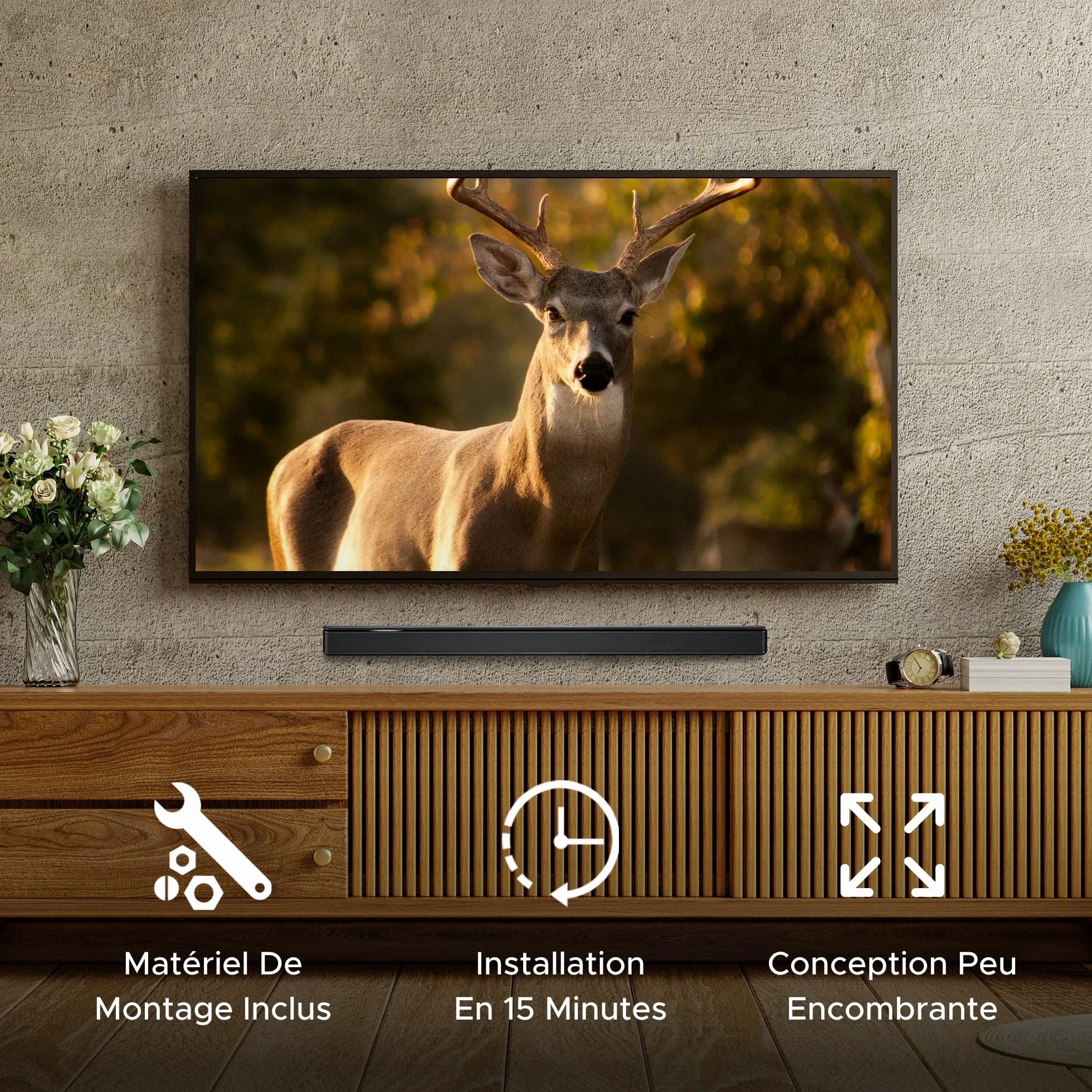 Bose 300/500/550/600/700/900 Ultra Smart Soundbar Support Mural Réglable Noir