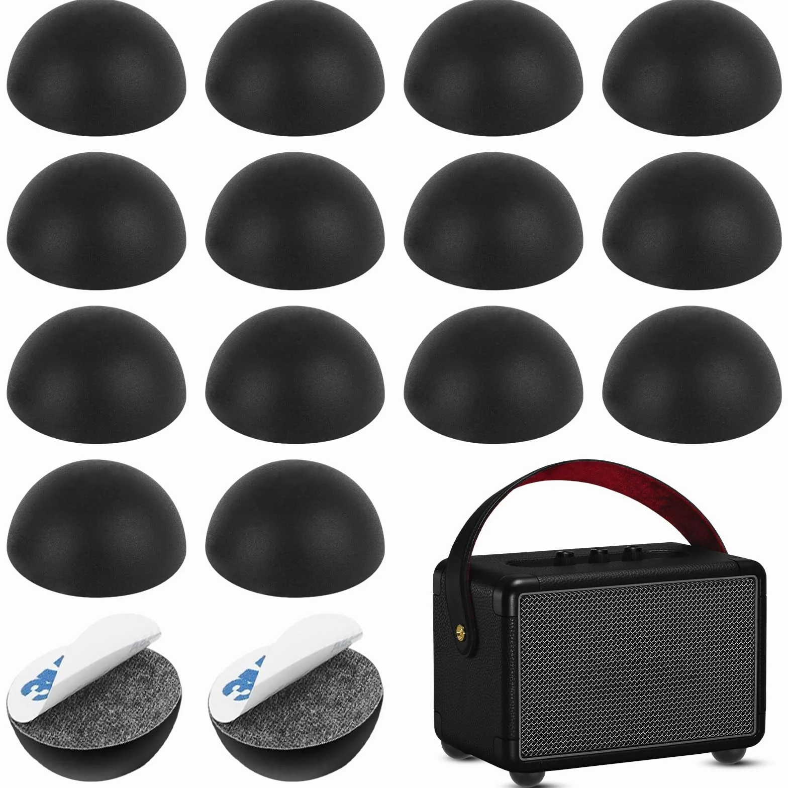 Pieds Autocollants en Silicone Anti Vibration 30mm x 15mm pour Haut Parleurs, Meubles (Noir)