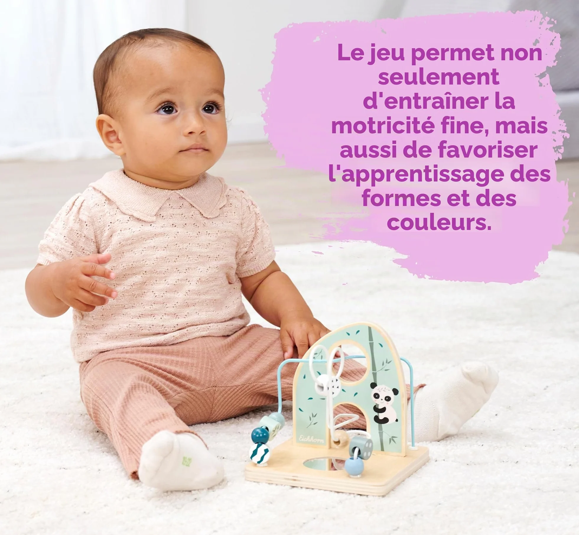 Eichhorn Panda Labyrinthe Perles Bois 2 Circuits Dès 12 Mois