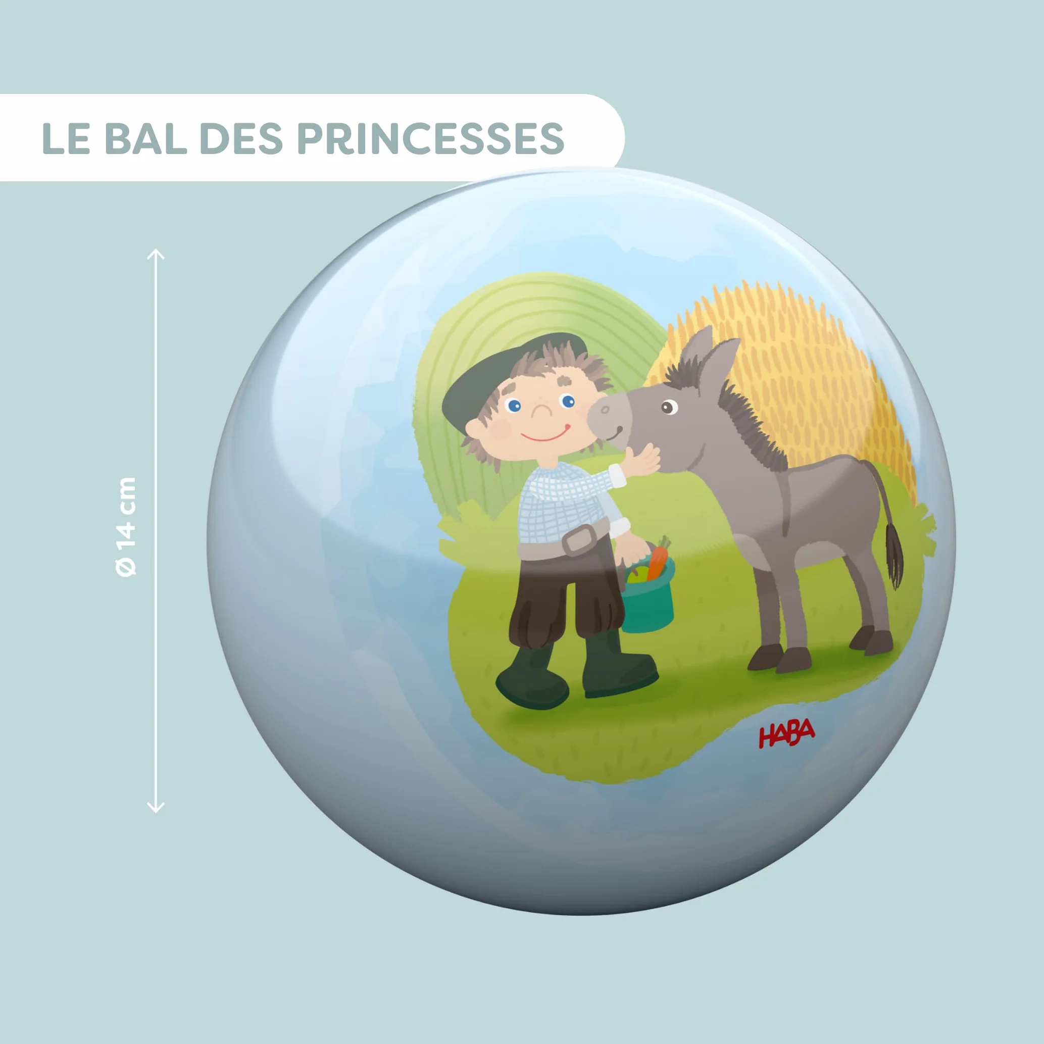 HABA Ballon La Ferme 14 cm dès 2 Ans – Ballon de Jeu en Plastique Lisse avec Valve, Surface Brillante