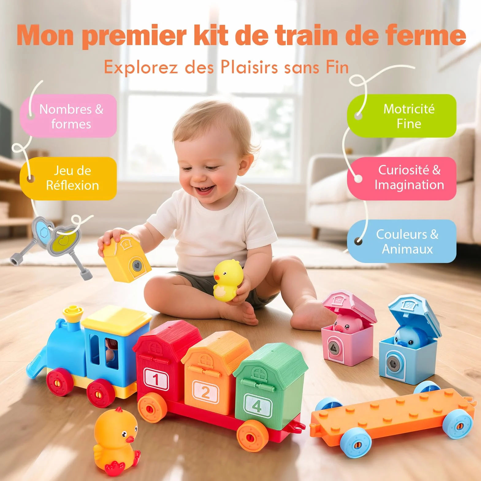 hahaland Montessori Jouet Bebe 2 3 Ans - Jouet Animaux de La Ferme pour Enfants, Jeu Educatif avec Marionnettes à Doigts