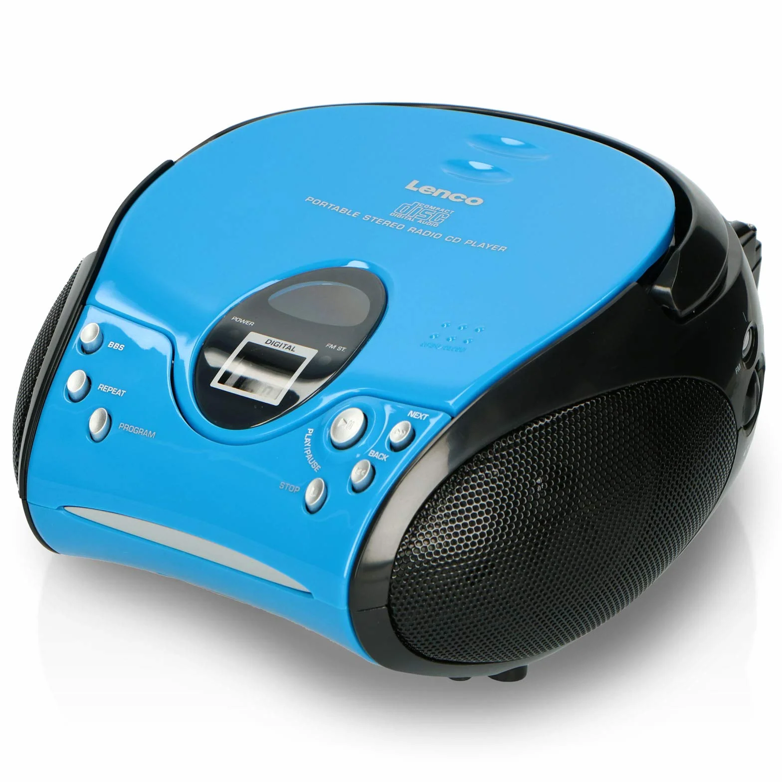 Lenco SCD-24 Radio Lecteur CD Enfant Chaîne Stéréo avec Prise Casque, Écran LCD, Batterie, Alimentation - Bleu