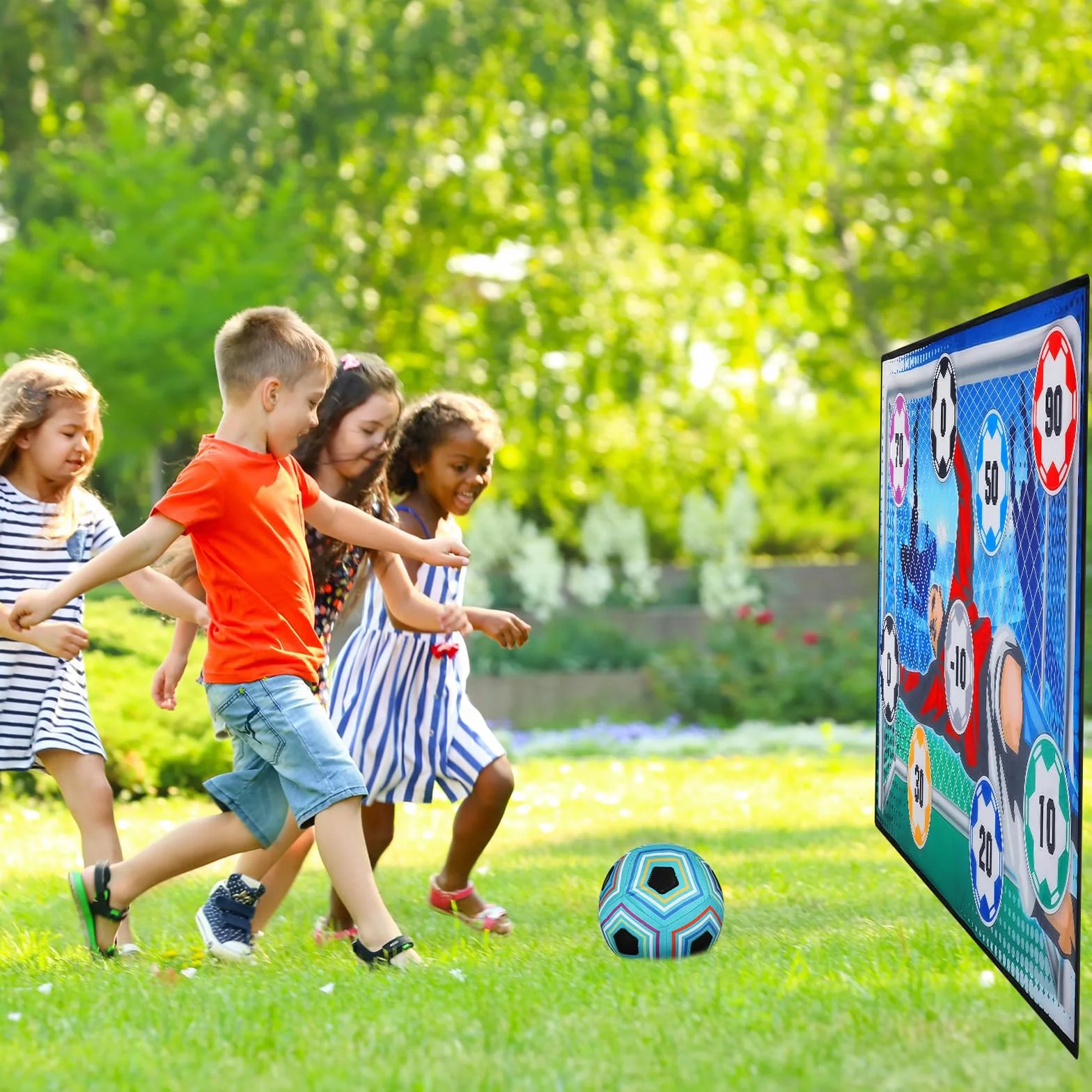 KOIROI Jeux de Football Enfant 3-8 Ans, But de Foot Exterieur, Ensemble de Ballon Football Enfants, Cadeau Fan de Foot