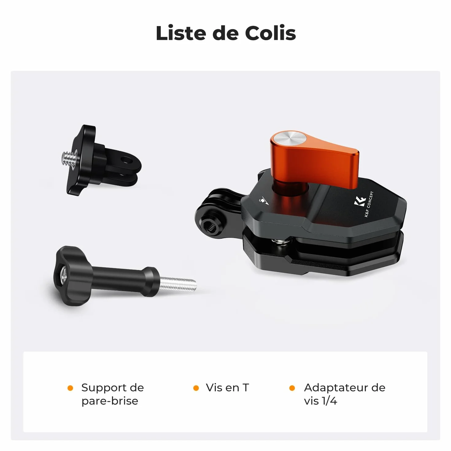K&F CONCEPT Pince Fixation Pare-Brise Moto Clip Support Aluminium pour Caméra d'Action GoPro DJI Osmo Action 3/4/5 Pro DJI Osmo 360