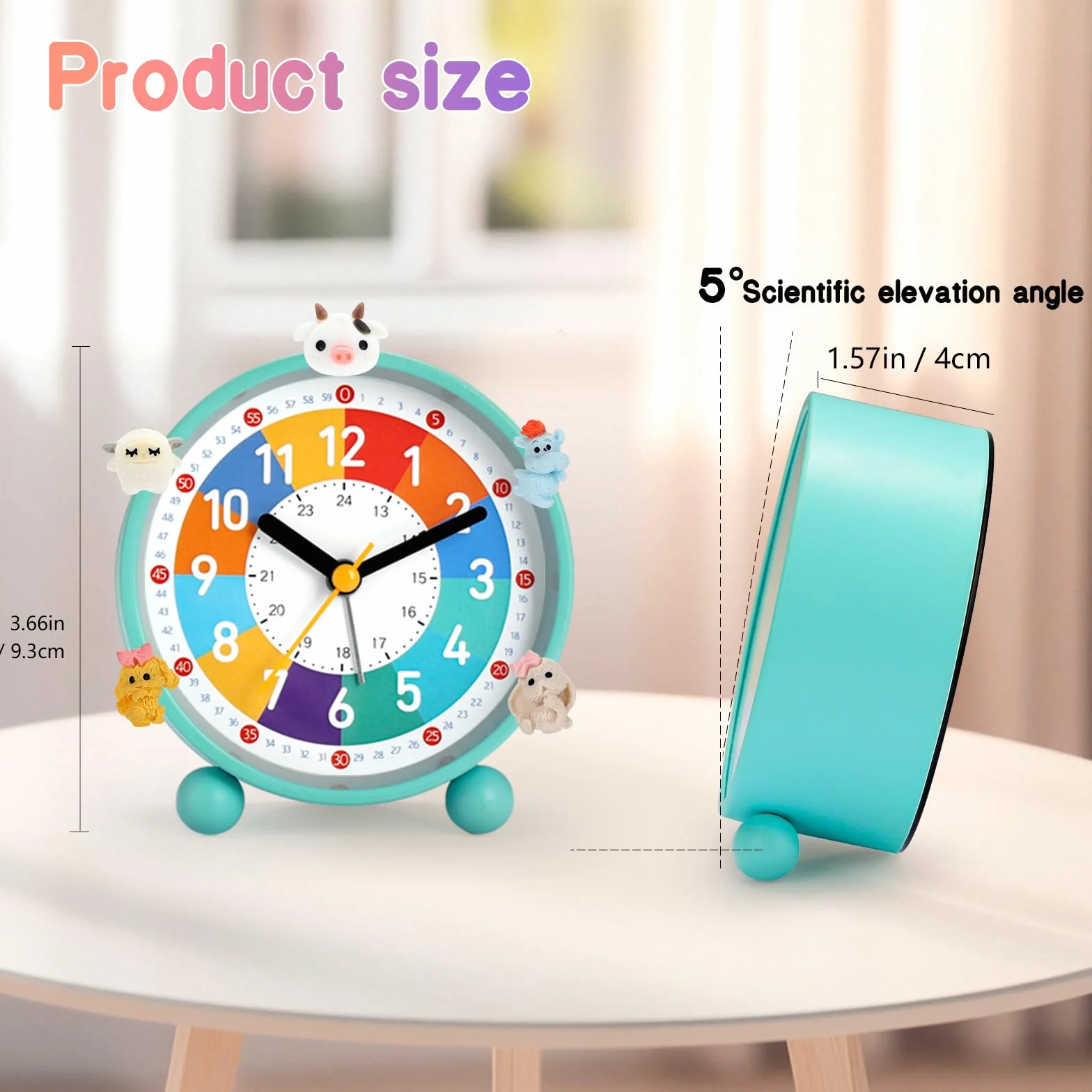 Reveil Enfant Educatif Jour/Nuit sans Tic-Tac avec Snooze et Veilleuse, 5 Decorations
