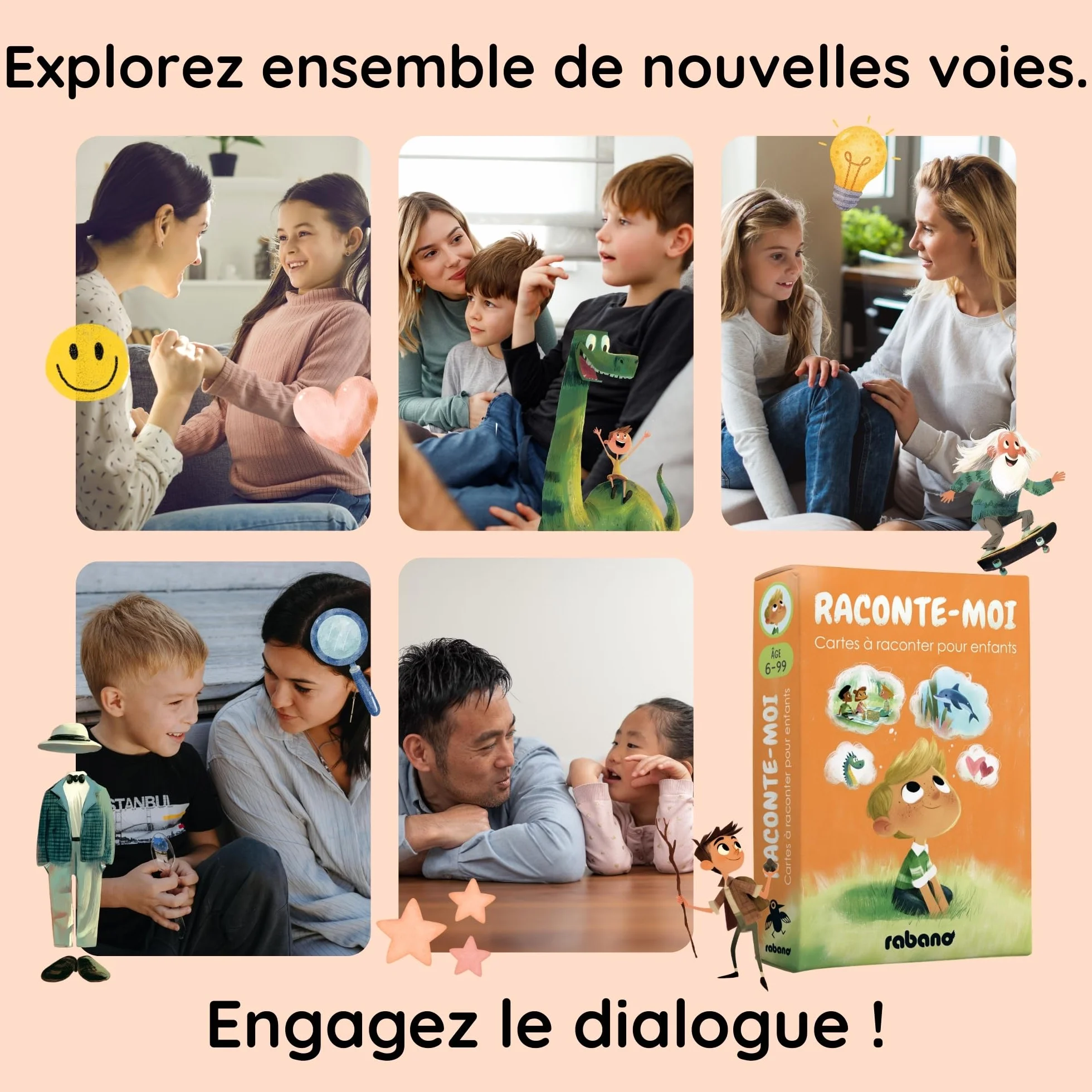 Cartes à raconter pour Enfants 150 Questions Jeu éducatif Cadeau Parent-Enfant Pleine Conscience Fille Garçon 6 Ans