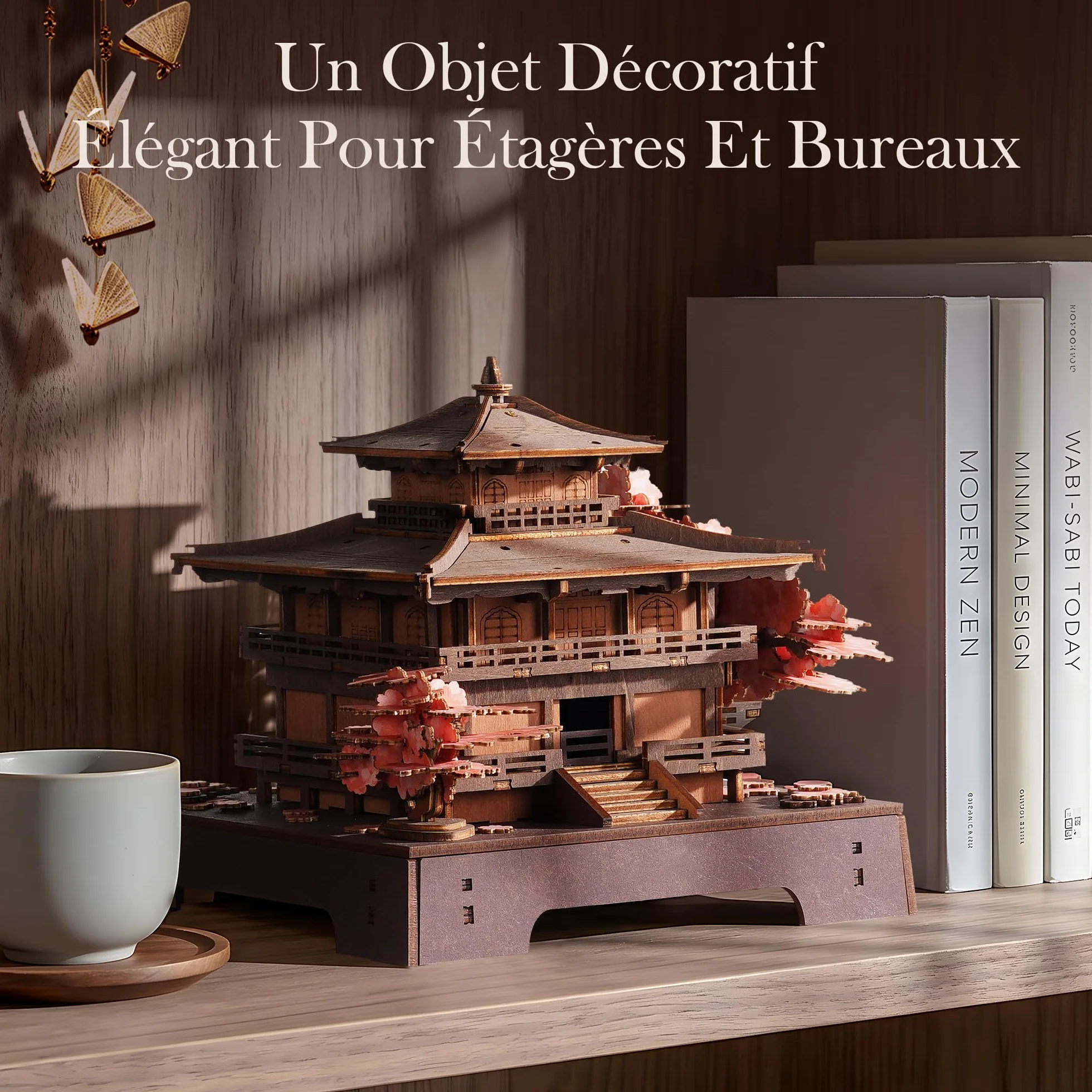 ROWOOD Maquette en Bois à Construire Pavillon Sakura Fleurs de Cerisier Japonaises Kit DIY Cadeau