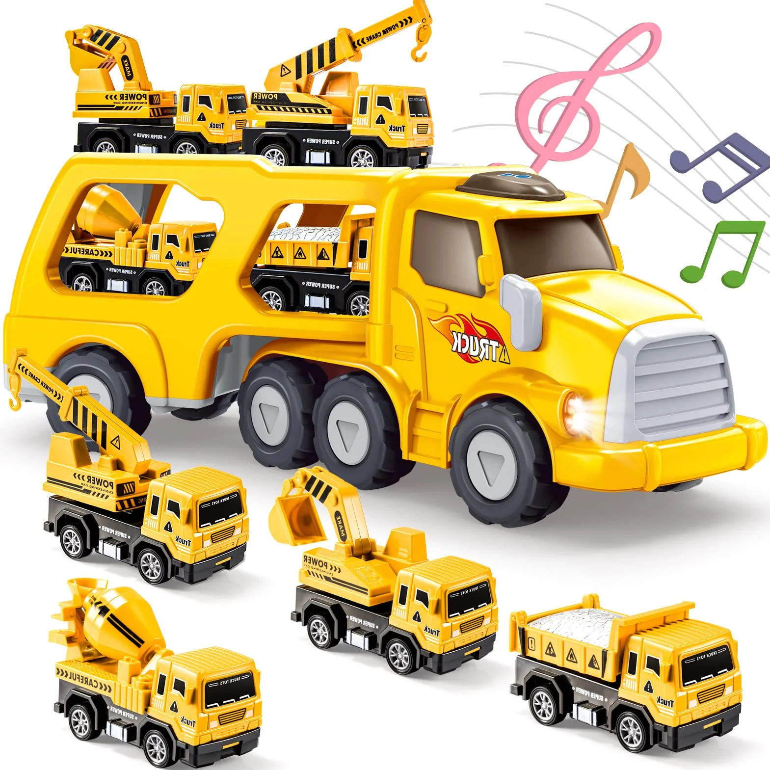 EUCOCO Camion Jouet Enfant 1-6 Ans, Cadeau Garçon, Petite Voiture Jaune