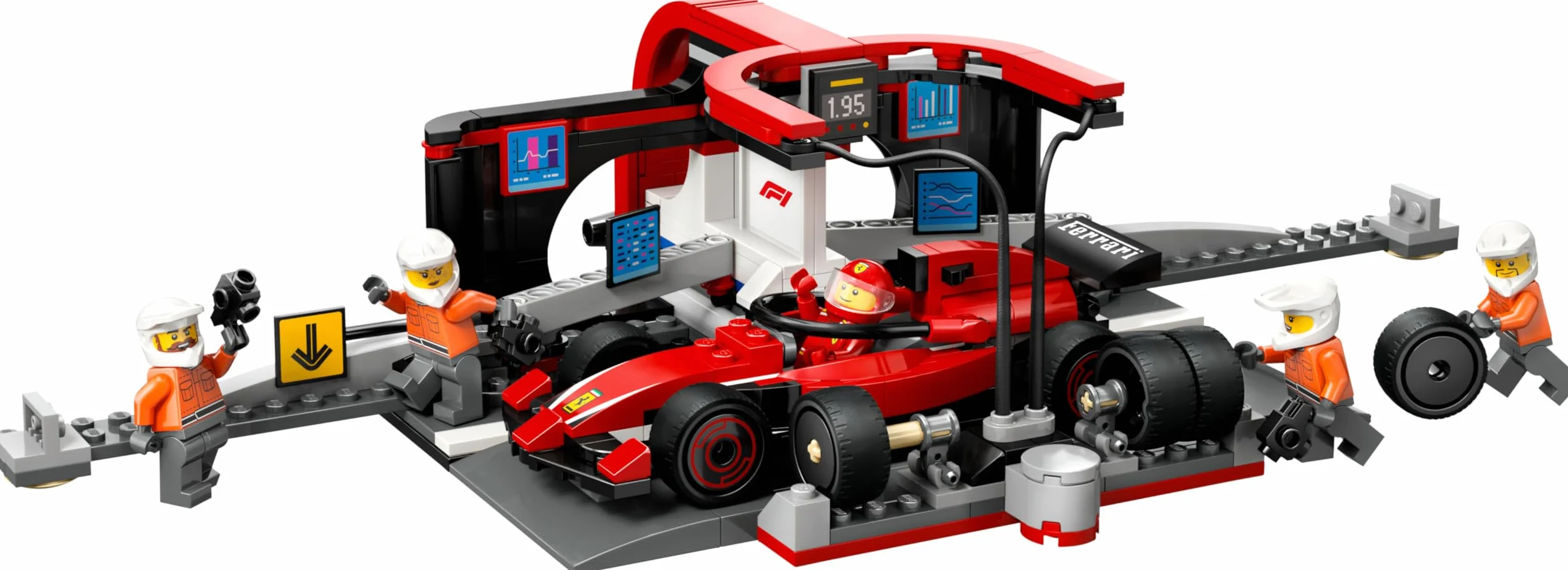 LEGO City Arrêt au Stand de F1 avec Voiture Ferrari - Jeu de Construction Formule 1 Pit Stop, Minifigurine Pilote & 4 Mécaniciens 60443