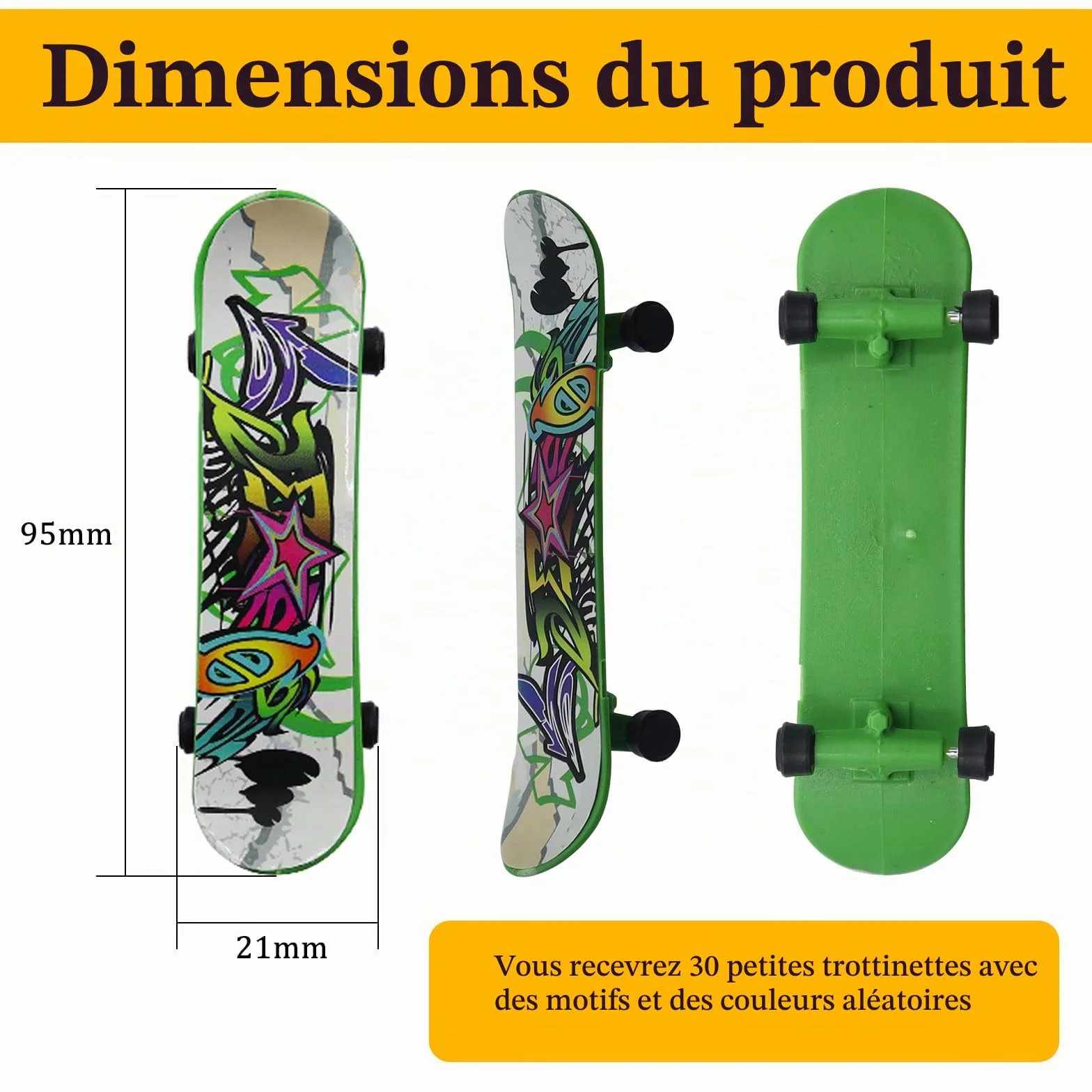 Finger Skateboard 30 Pièces Mini Skate Doigt Planche à Roulettes Enfants Cadeau