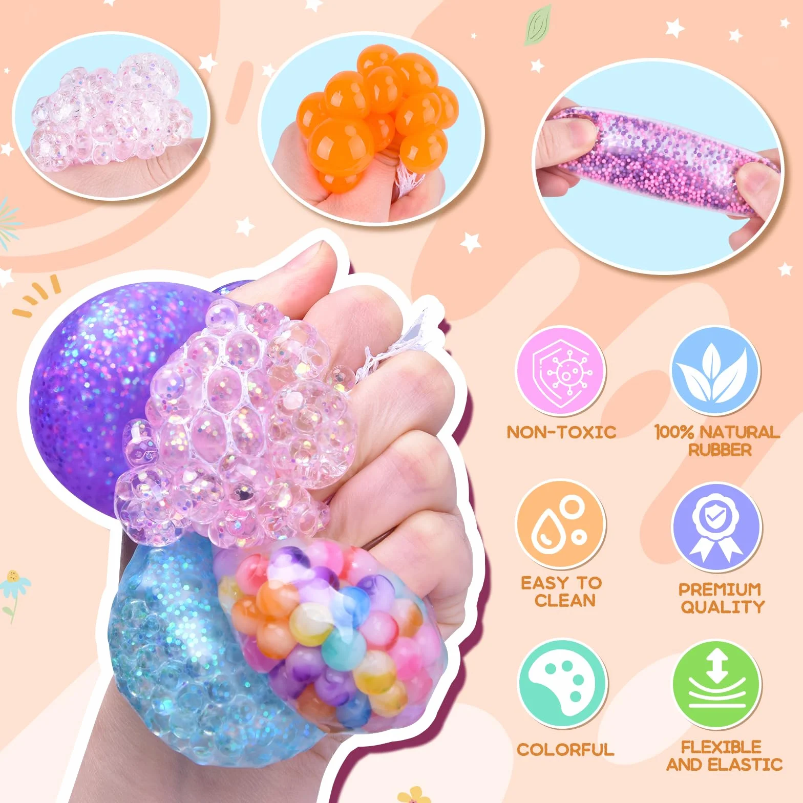 Boules Anti-Stress 14 Pièces Balles De Décompression Jouets Sensoriels pour Enfants Adultes