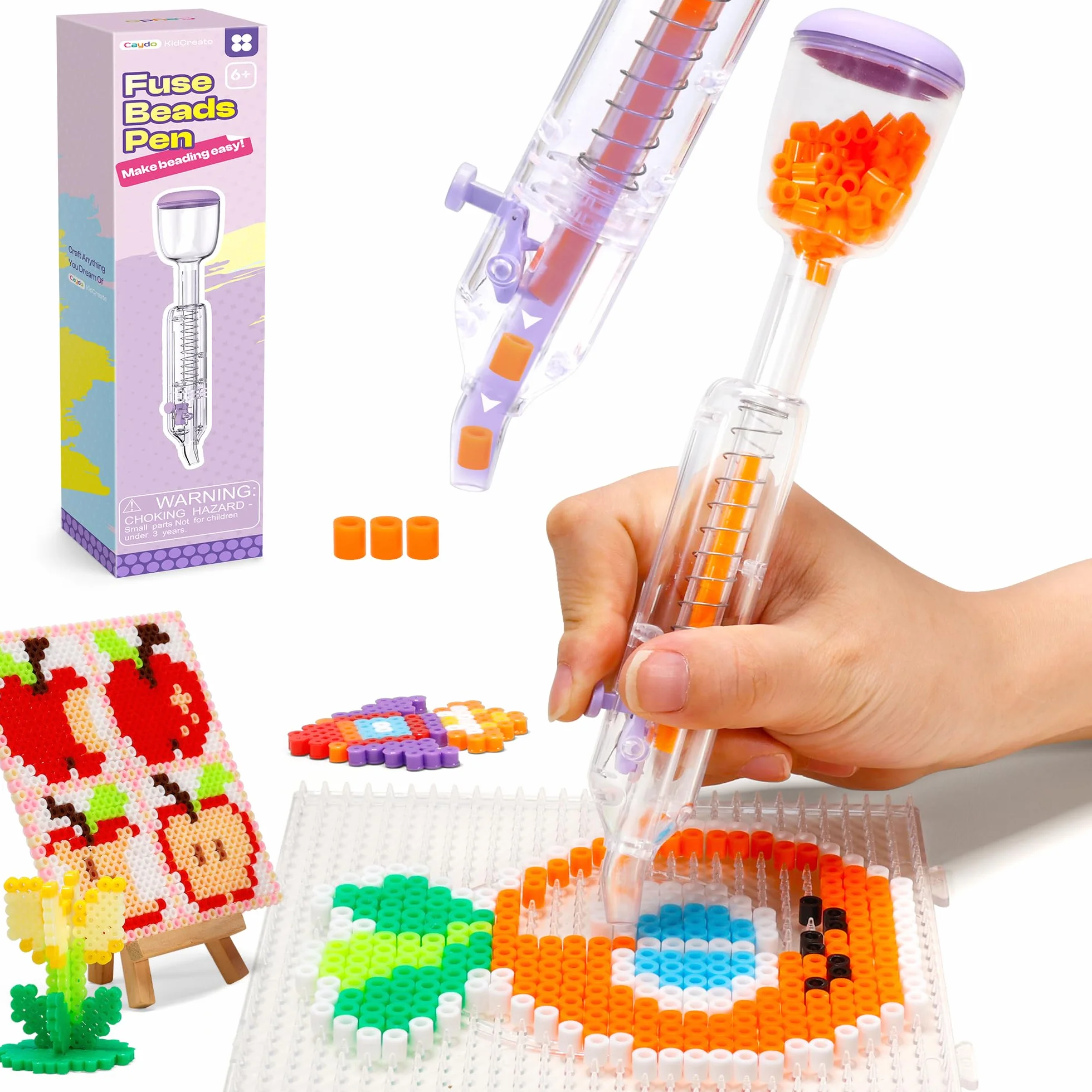 Caydo Stylo à perles violettes 5 mm pour décoration et travaux manuels enfants