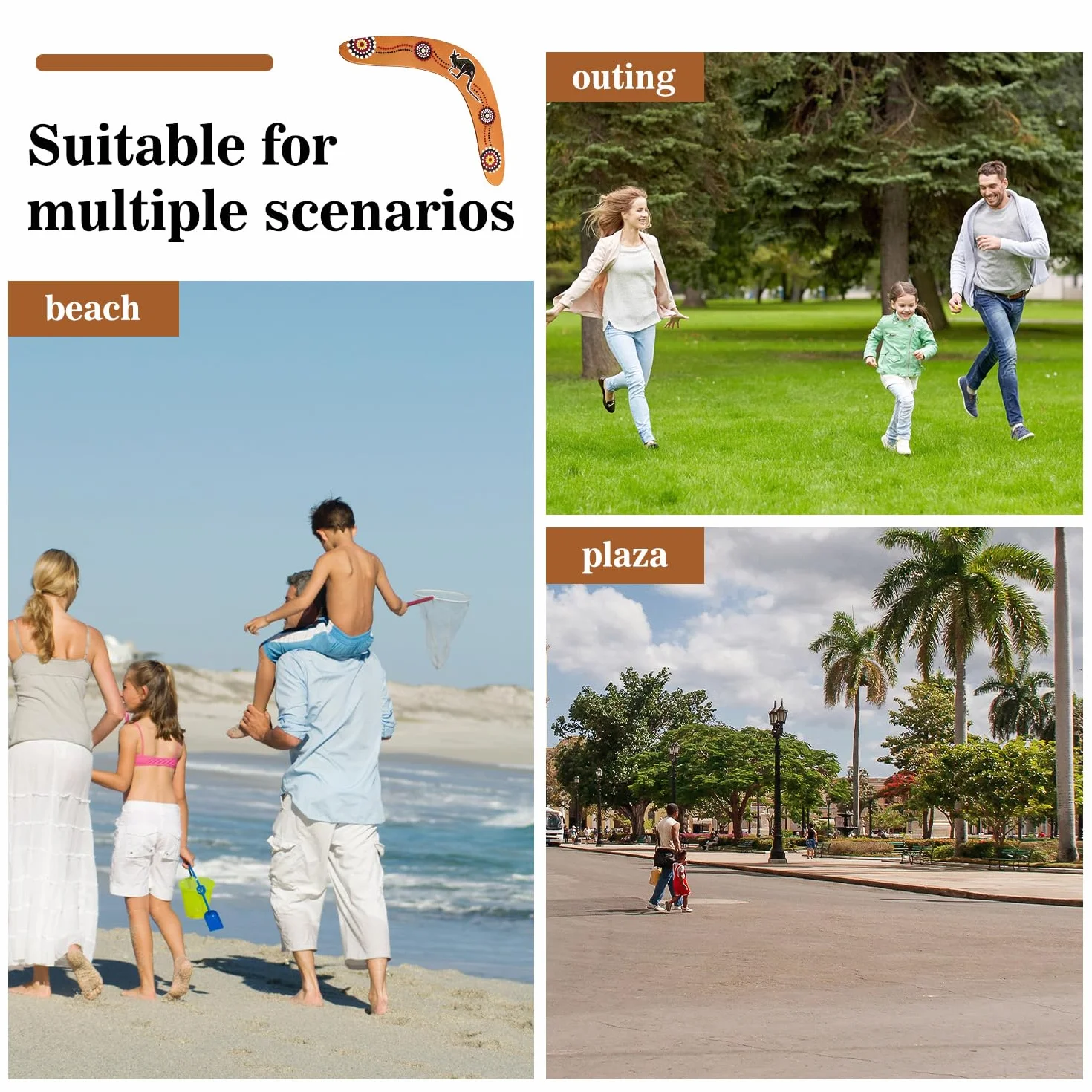 Boomerang en bois pour enfants et adultes - Jeu de plein air en famille